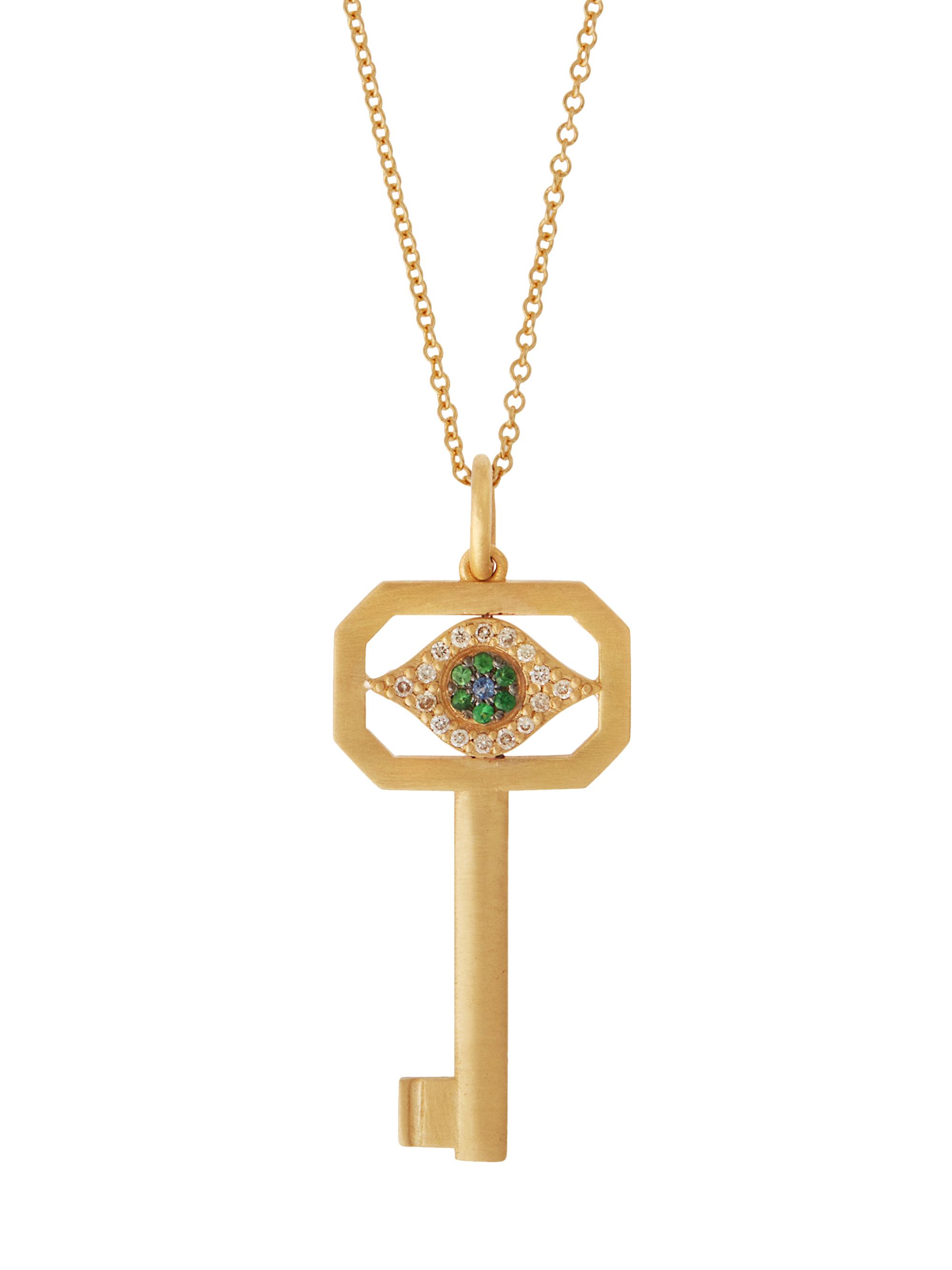 Ileana Makri Women's Evil Eye 18K Yellow Gold & Multi-Stone Key Pendant - Yellow Gold