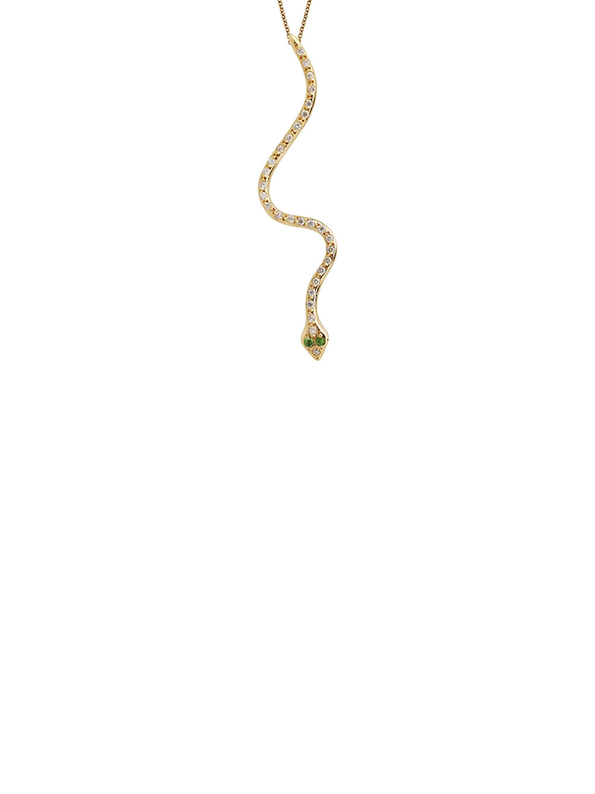 Ileana Makri Women's Lucky Snake 18K Yellow Gold, Diamond & Tsavorite Pendant Necklace - Yellow Gold