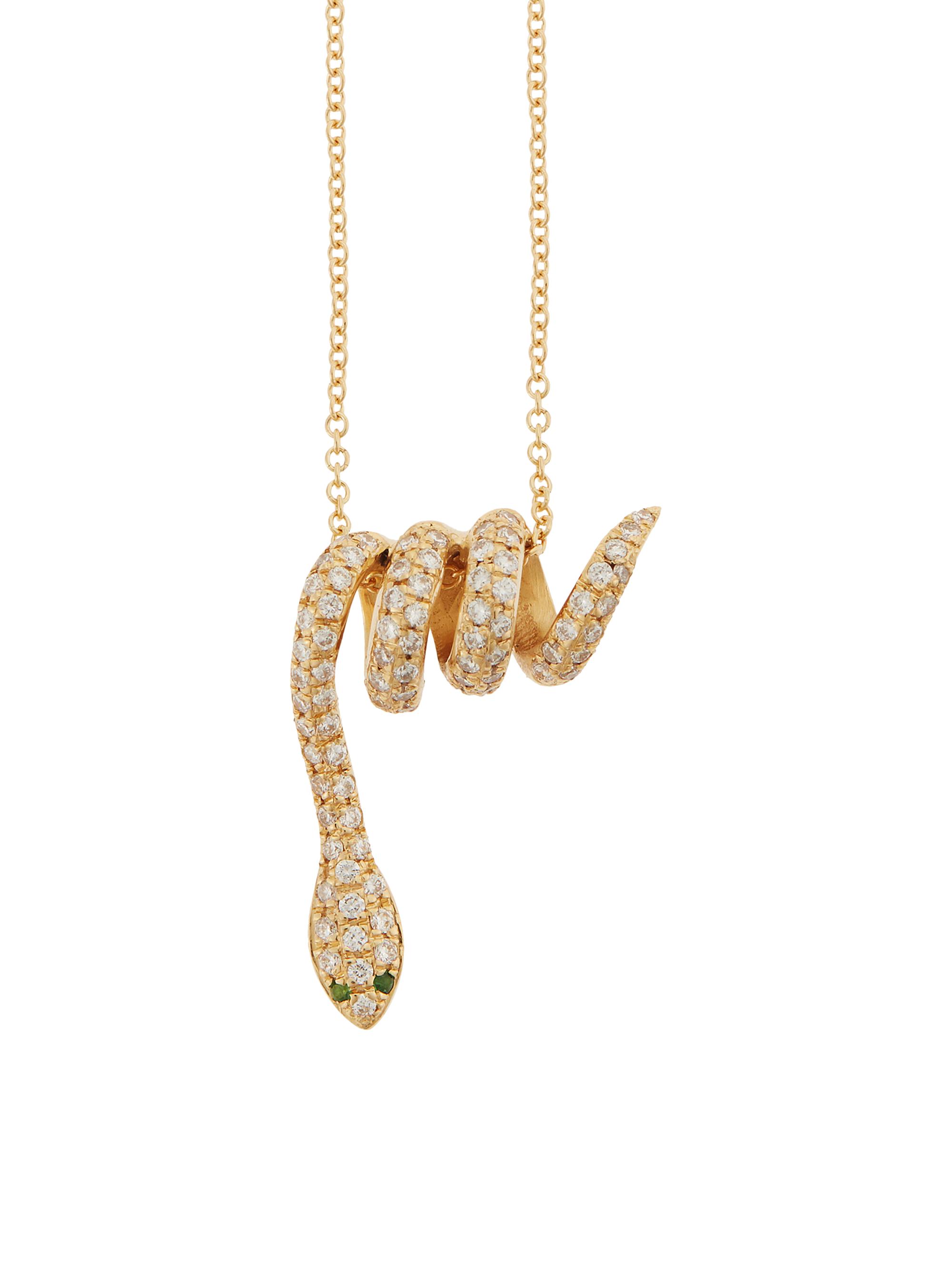 Ileana Makri Women's Snake 18K Yellow Gold, Diamond & Tsavorite Pendant Necklace - Yellow Gold