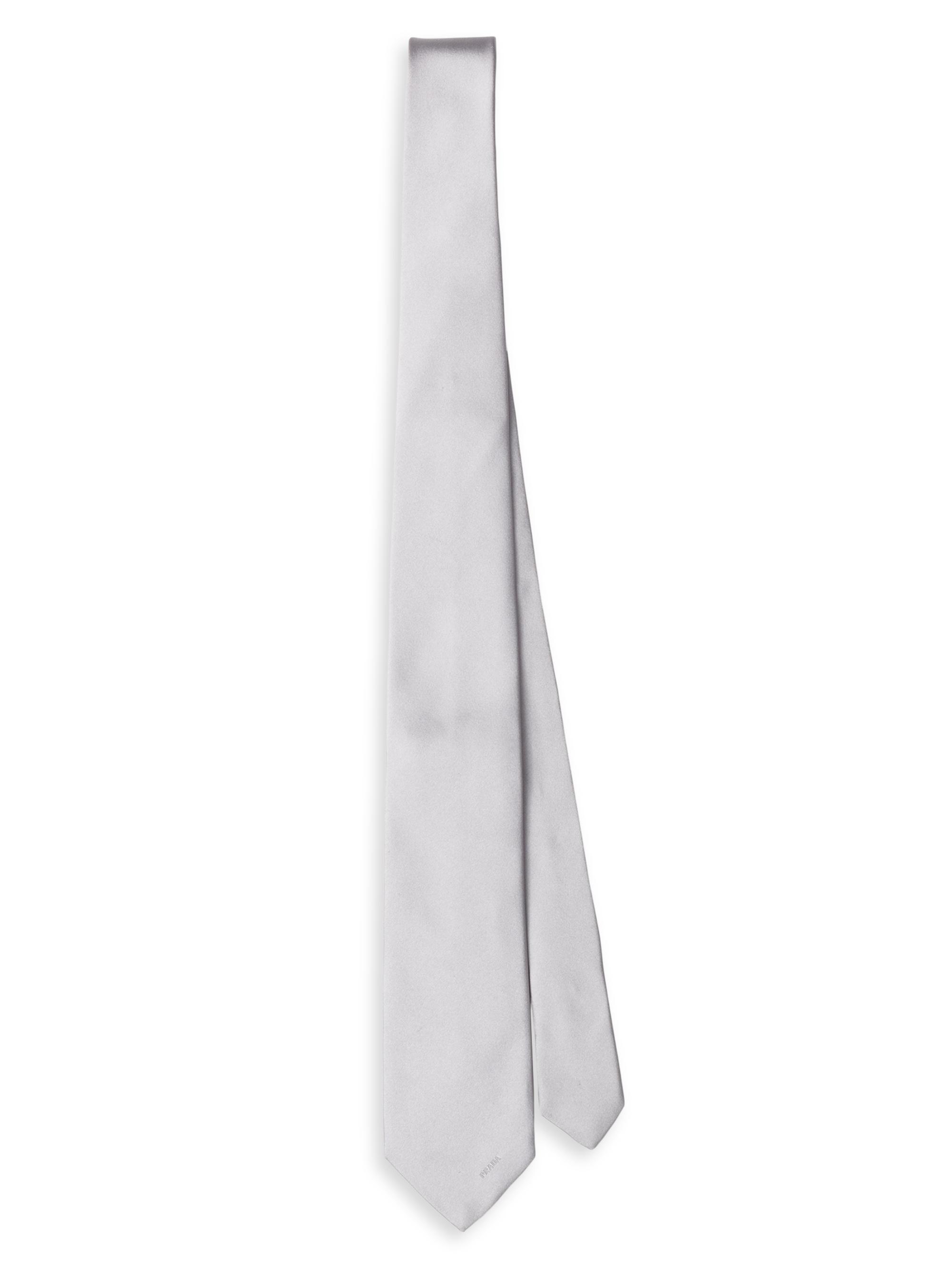 Prada Men's Satin Tie - Grey | Thumbnail 4