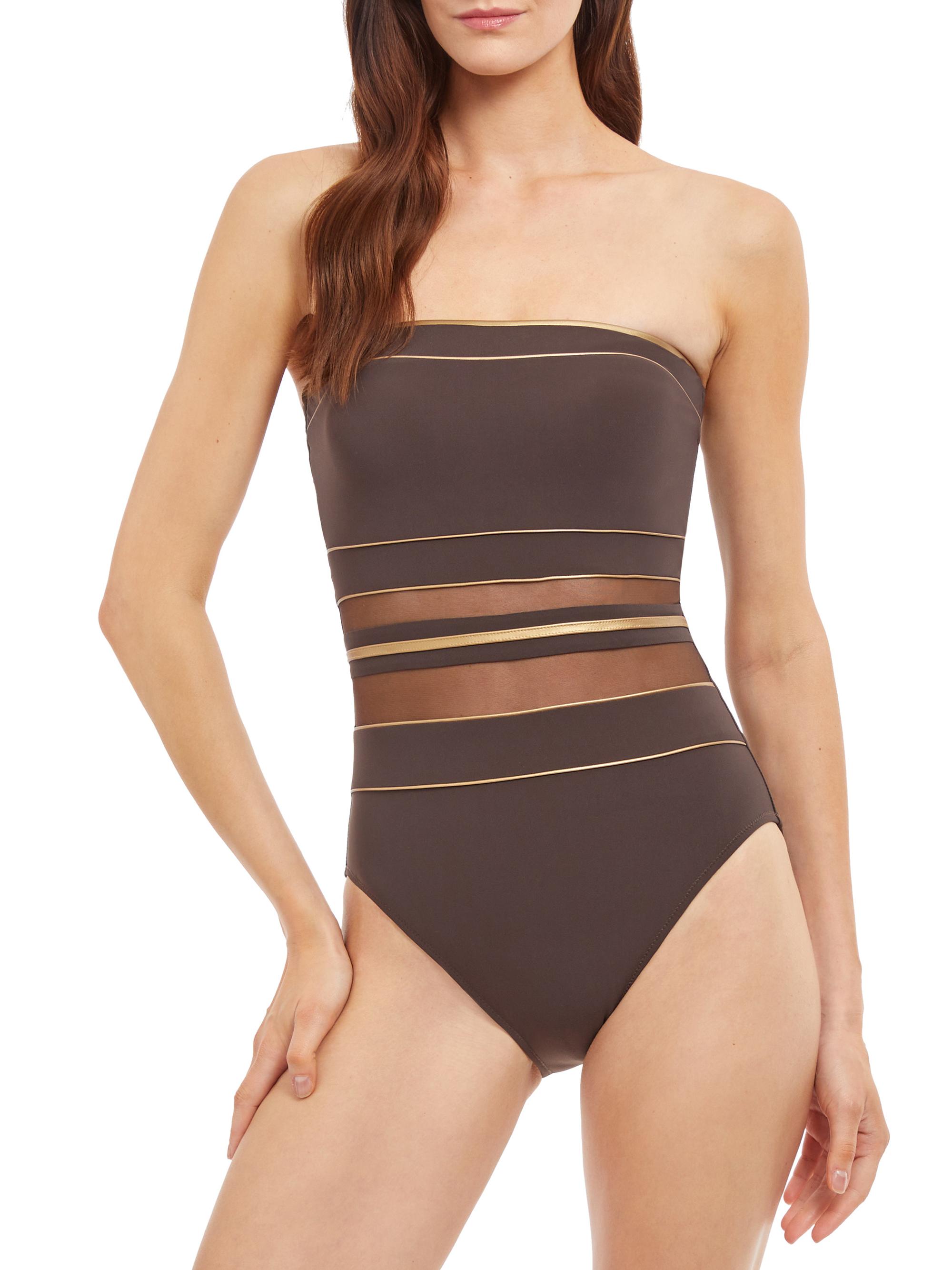 Gottex Swimwear Women's Onyx Striped One-Piece Swimsuit - Brown Gold