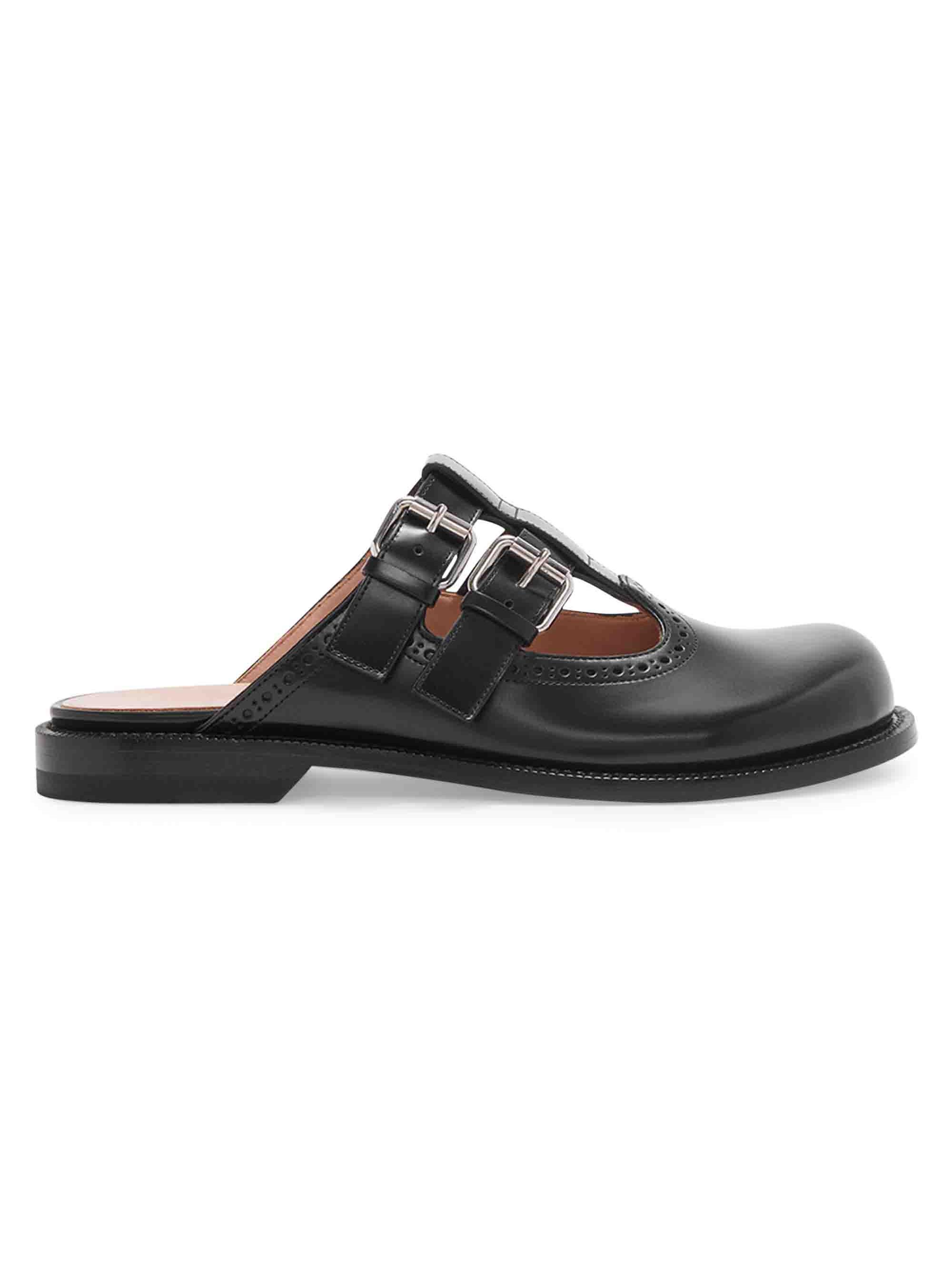 LOEWE Women's Campo Leather Cut-Out Mules - Black