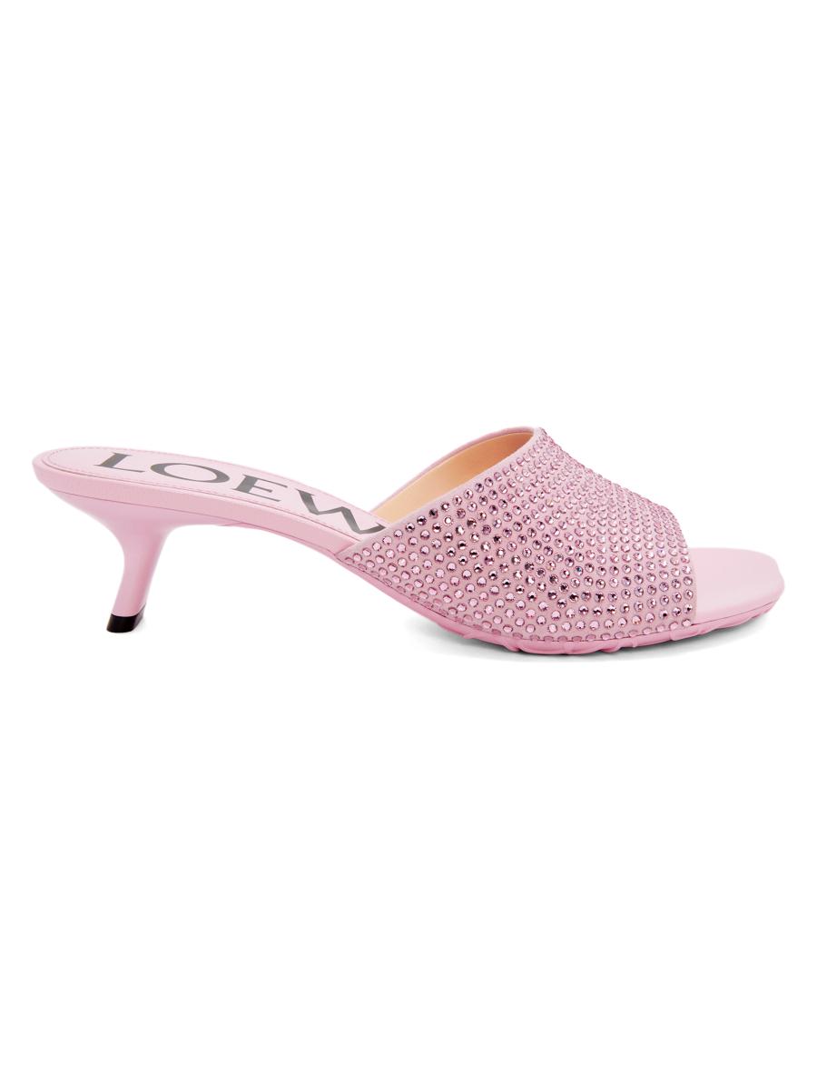 【LOEWE】 L815465XA0 calle open mule フラワー刺繍ミュール Toy mule in goatskin Red - LOEWE