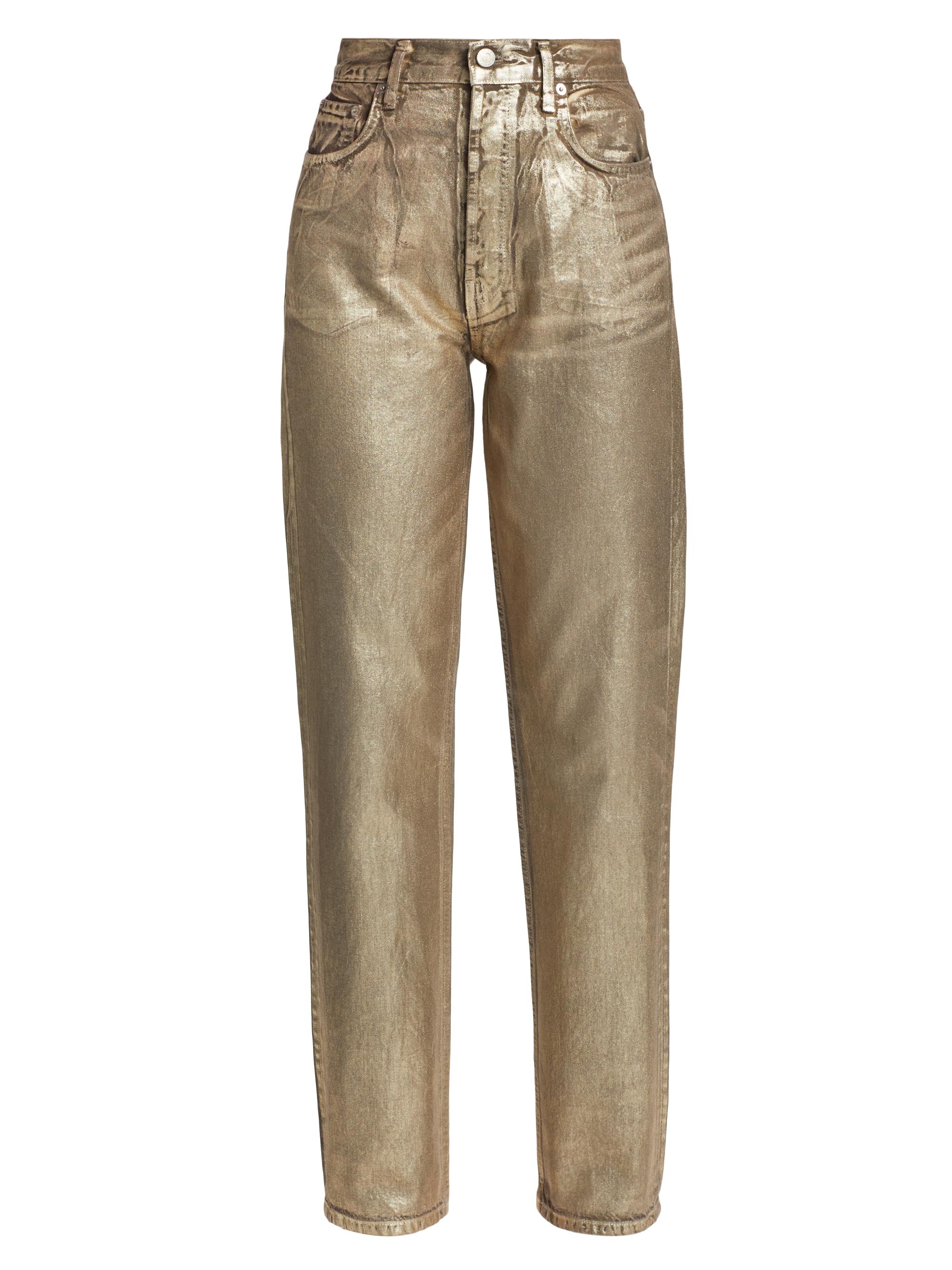EB Denim Women's Foil High-Rise Straight-Leg Jeans - Gold Foil