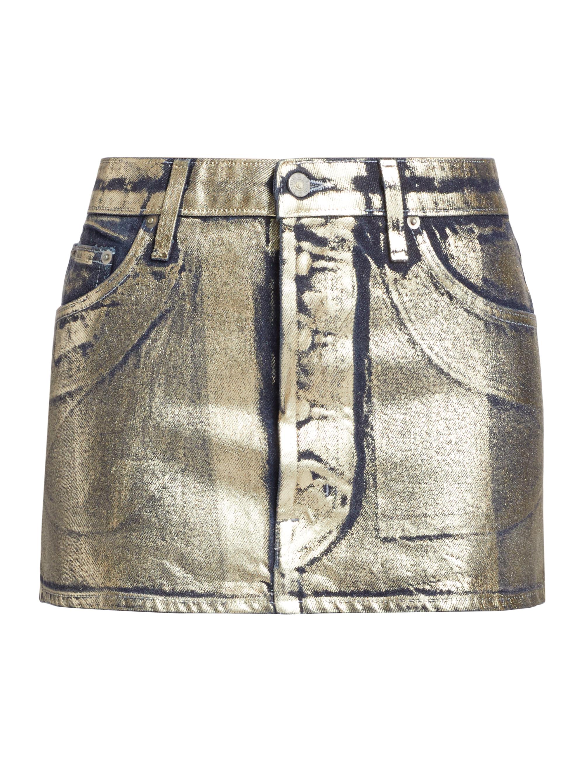 EB Denim Women's Metallic Foil Miniskirt - Gold Foil