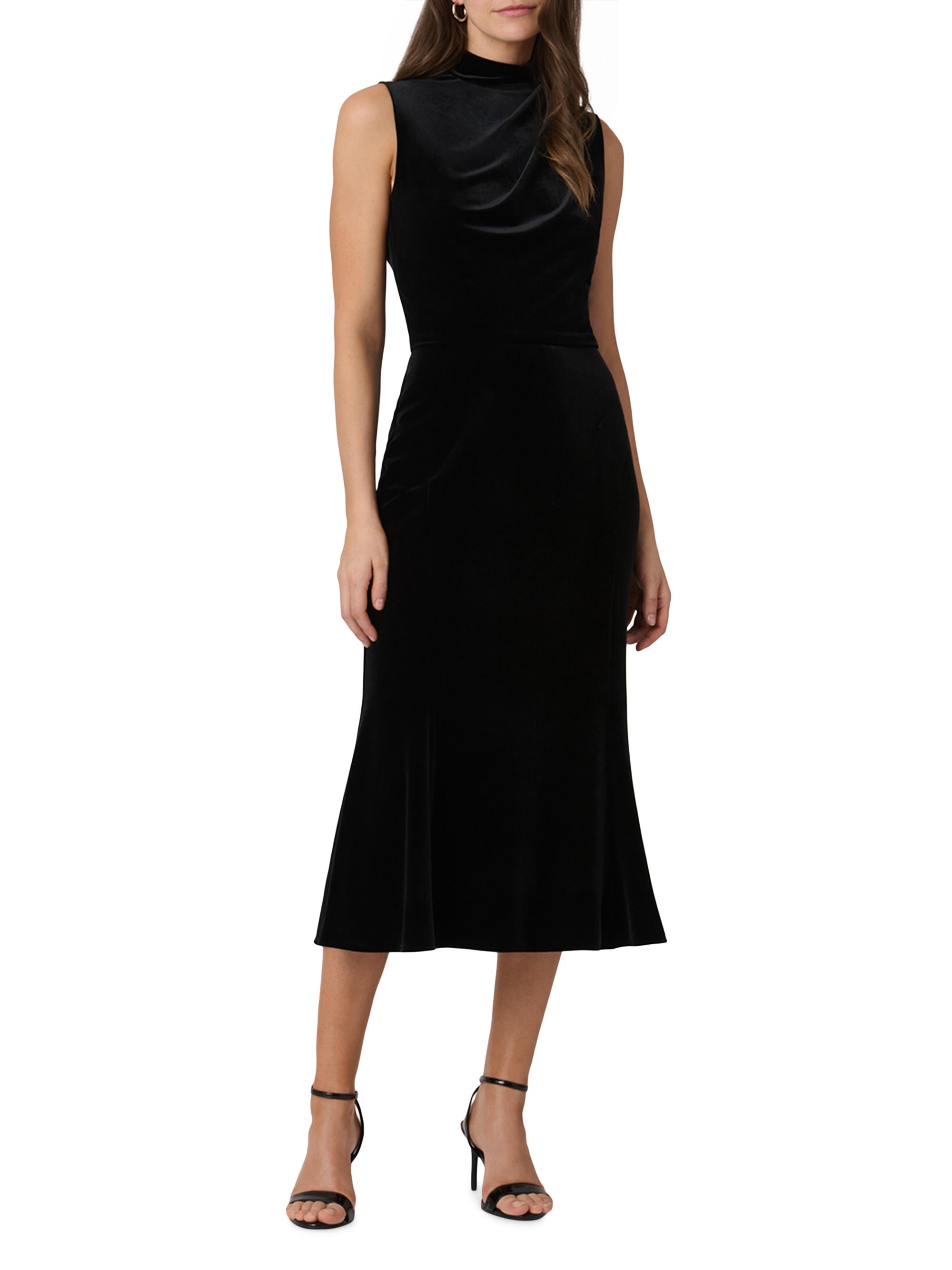 velvet draped midi dress High End | Burgundy Velvet Asymmetric-Neck Midi Dress With Draped Detailing
