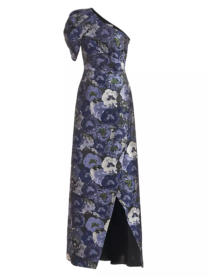 Shop Kay Unger Briana Floral One-Shoulder Tulip Gown