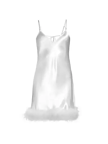Hope Feather-Trimmed Satin Chemise