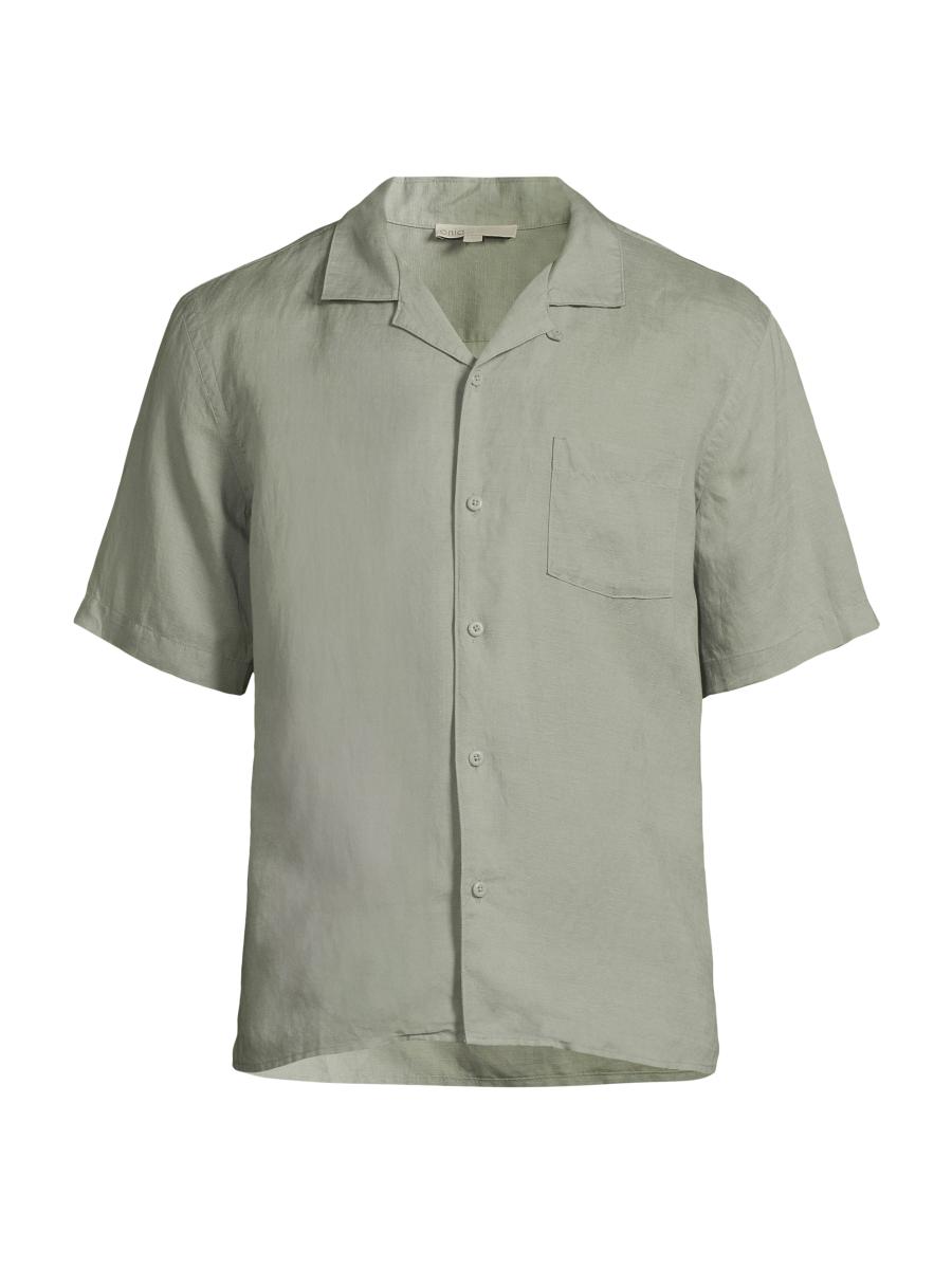 Onia Men's Linen-blend Camp Shirt In Green