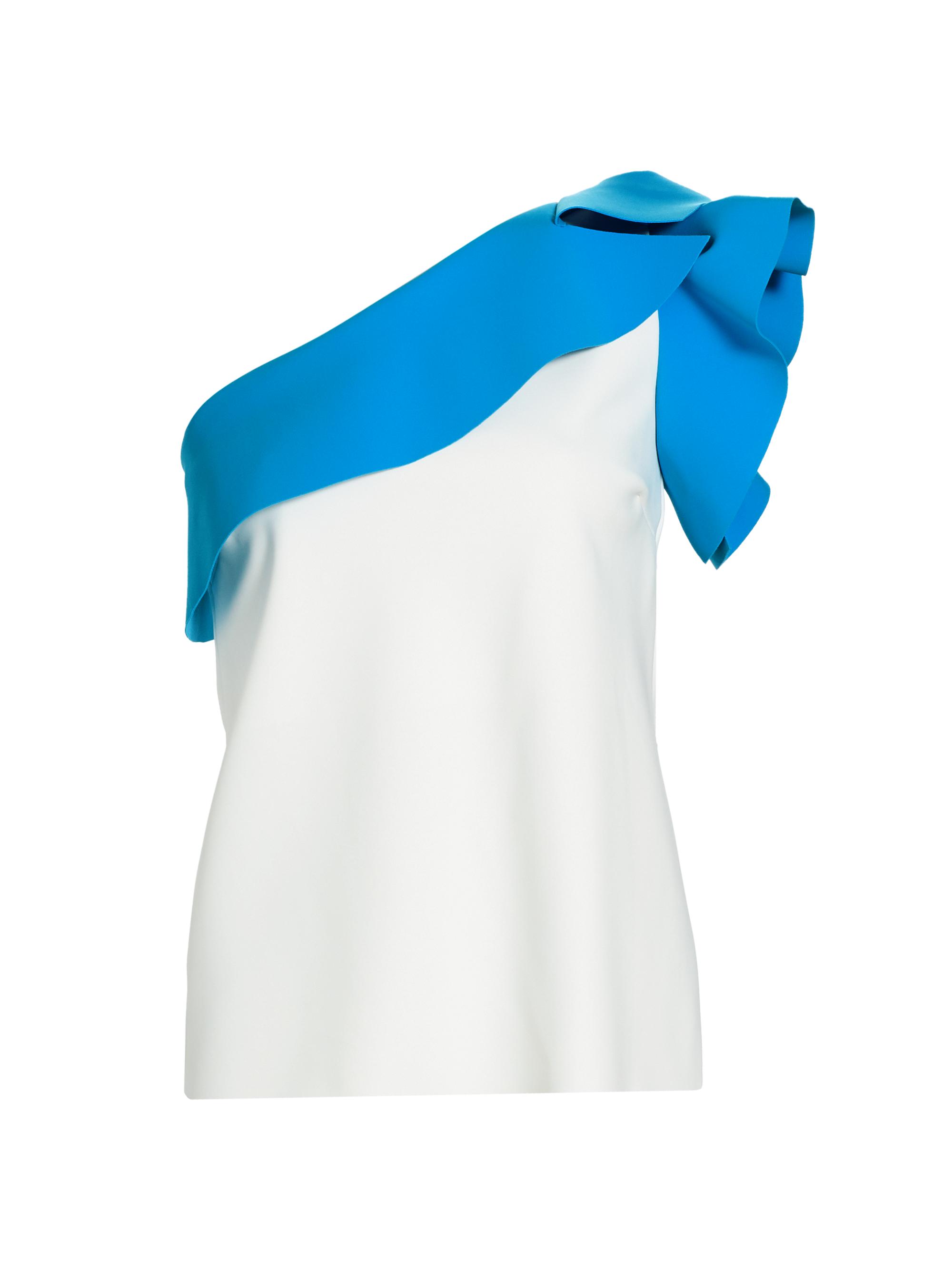 Chiara Boni La Petite Robe Women's Kikina Ruffled One-Shoulder Top - White And Catalina Blue