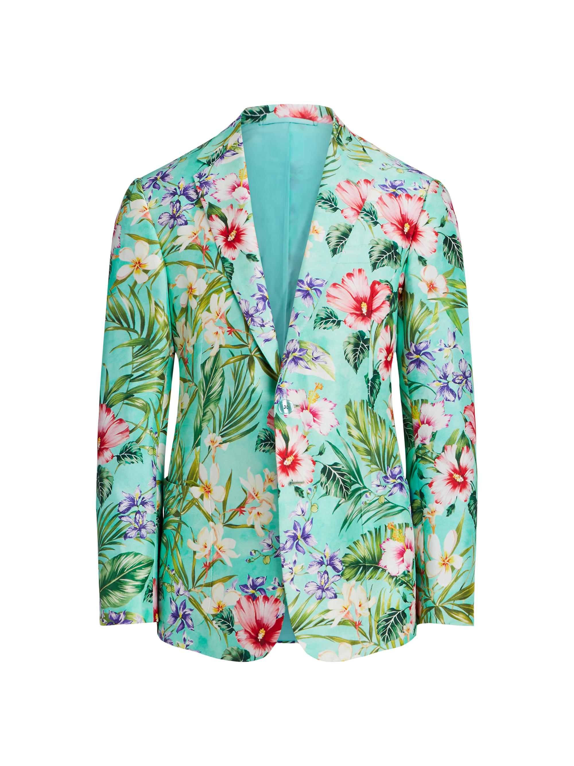 Ralph Lauren Purple Label Men's Floral Silk Sports Coat - Floral Turquoise Multi