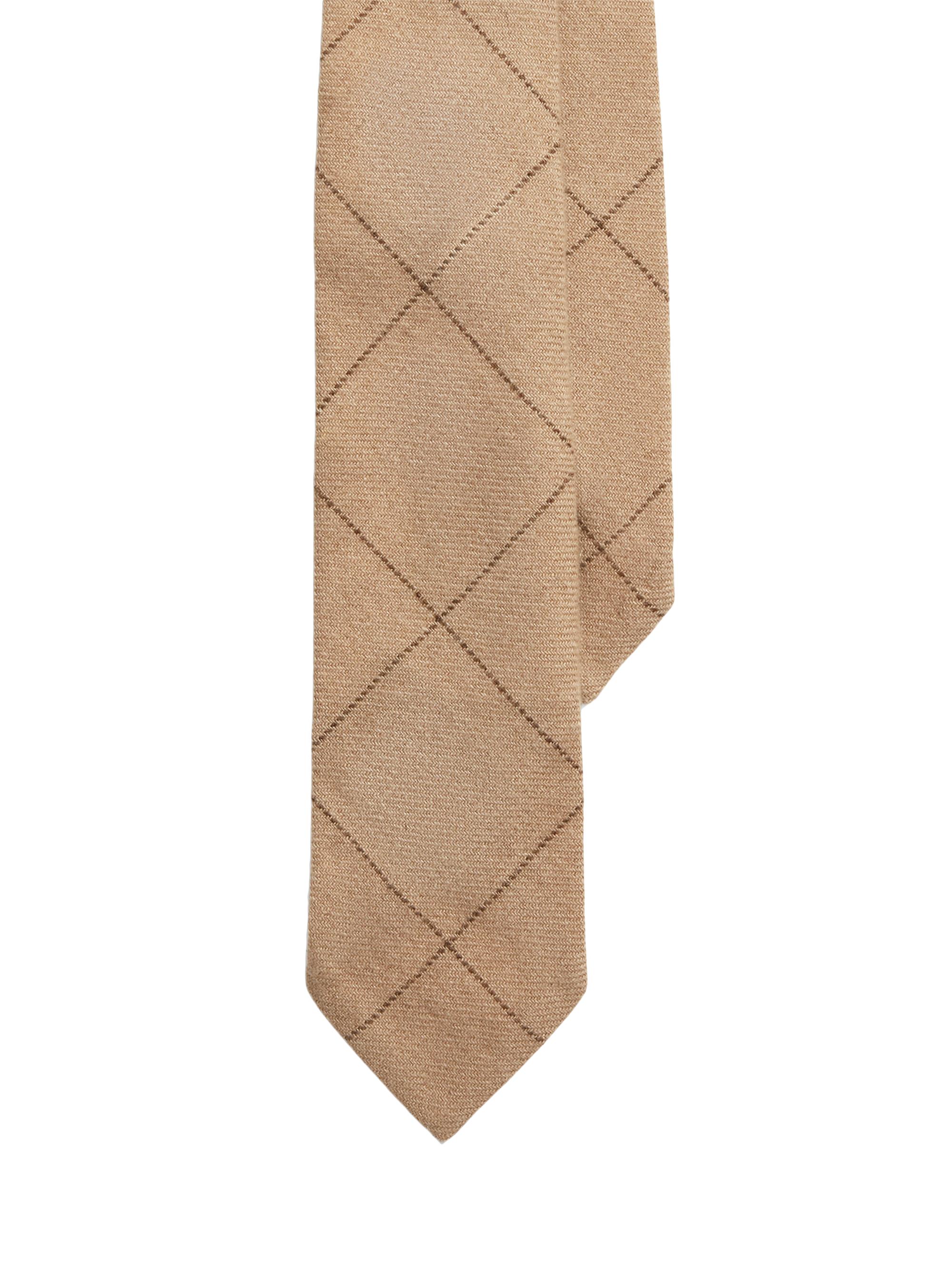 Ralph Lauren Purple Label Men's Classic Windowpane Cashmere Neck Tie - Taupe Brown