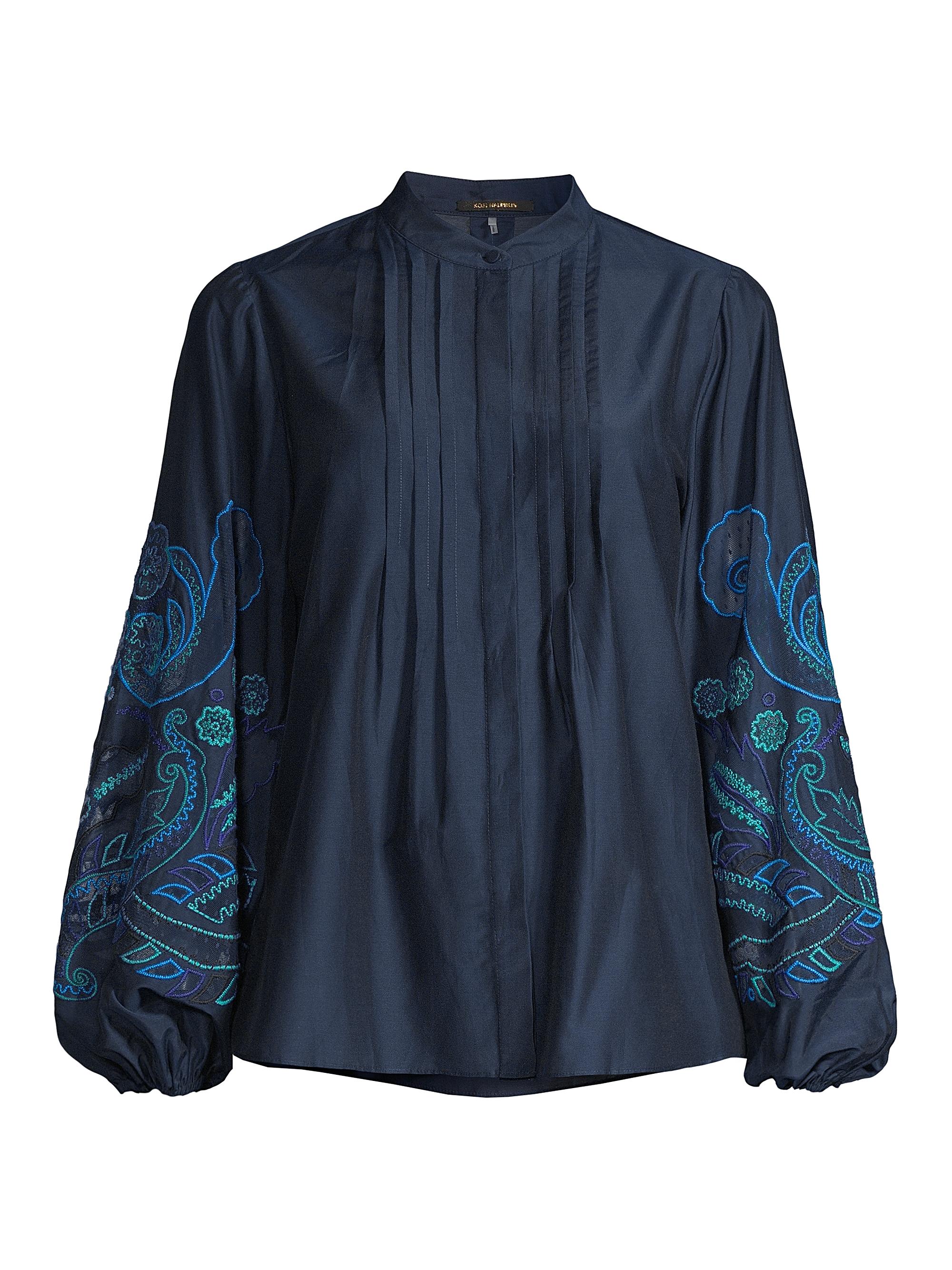 Kobi Halperin Women's Reese Floral Embroidered Silk Blouse - Midnight Blue