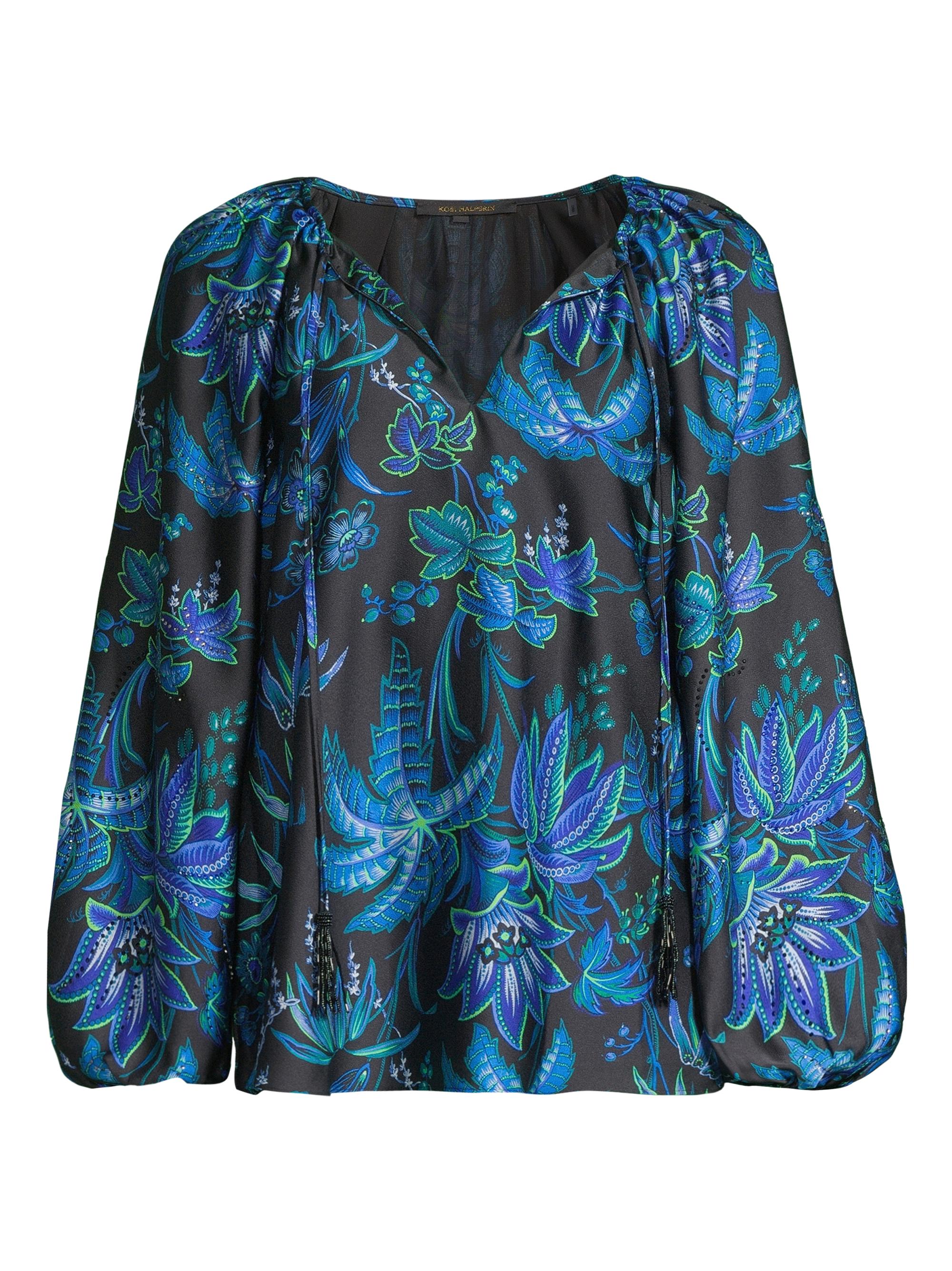 Kobi Halperin Women's Sienna Floral Satin Blouse - Ocean Multi