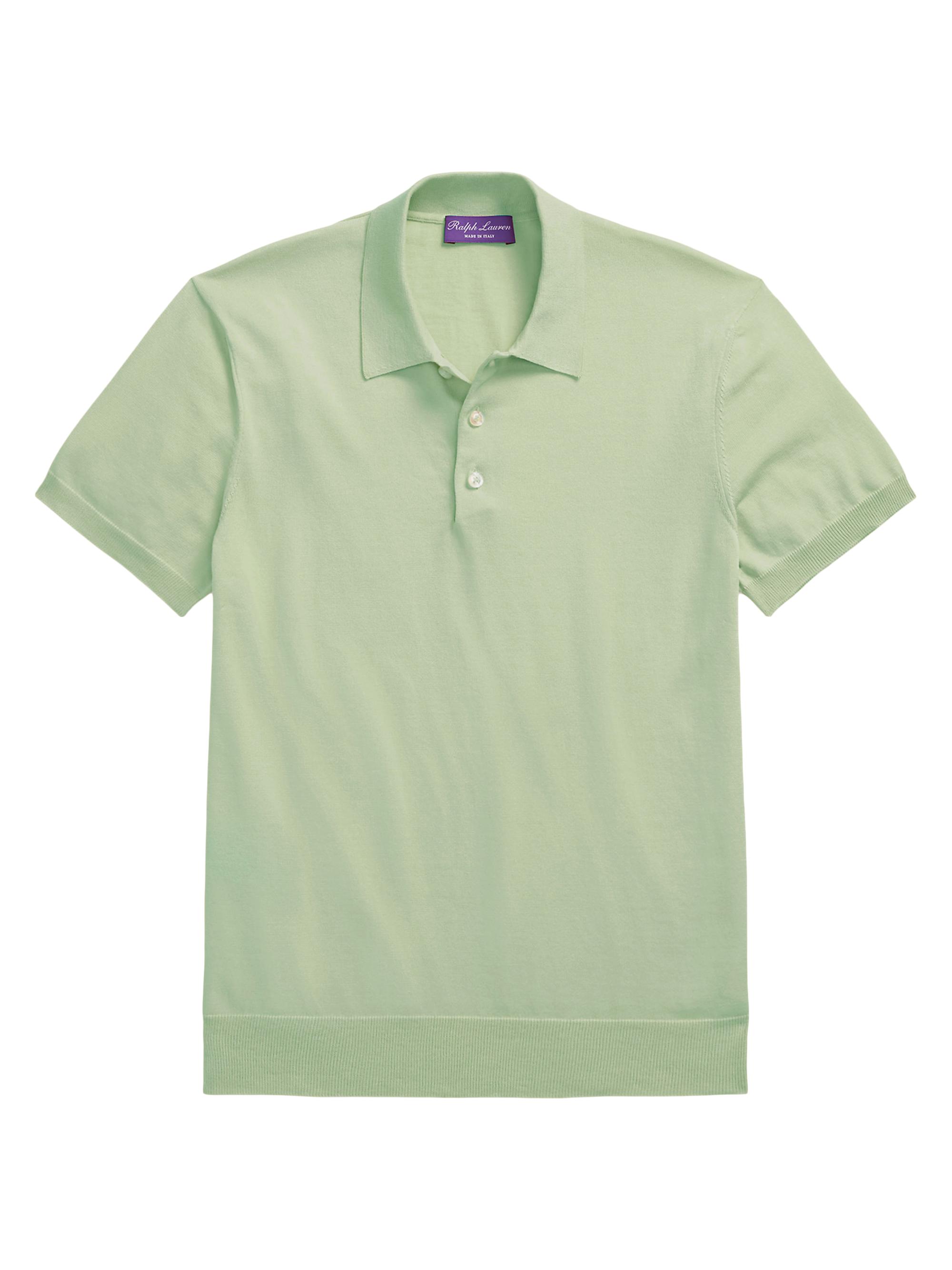 Ralph Lauren Purple Label Men's Fine-Knit Cotton Short-Sleeve Polo Shirt - Opal Blue