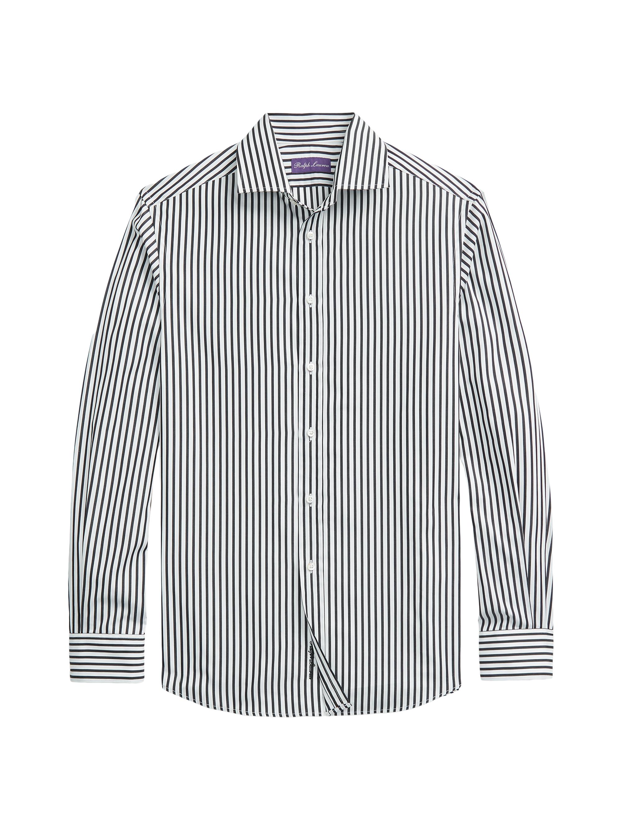 Ralph Lauren Purple Label Men's Striped Cotton Long-Sleeve Sport Shirt - Black White