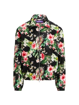 floral-print zip-up bomber jacket
