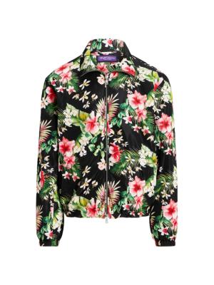 Floral-print zip-up bomber jacket