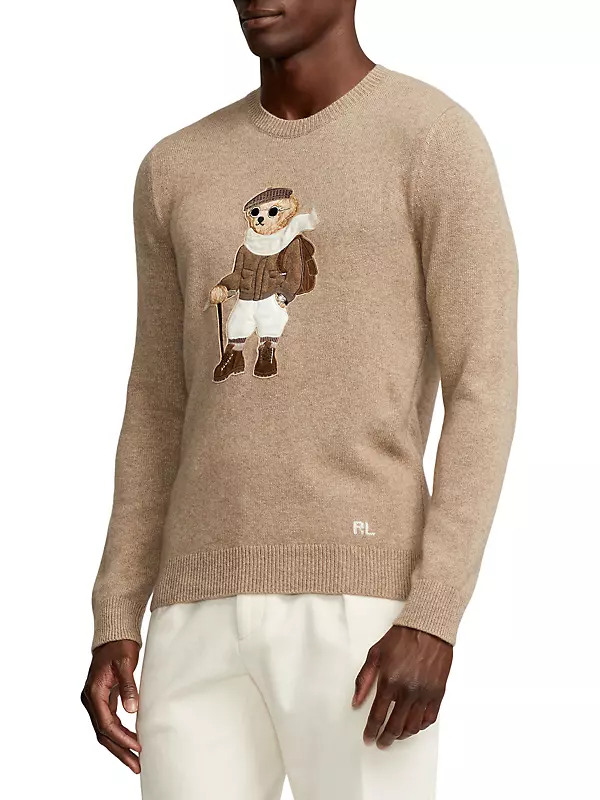 Ralph Lauren Men's Polo Bear Cashmere Sweater - Size L in Truffle Melange