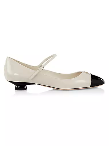 Contrast Patent Leather Mary Jane Pumps