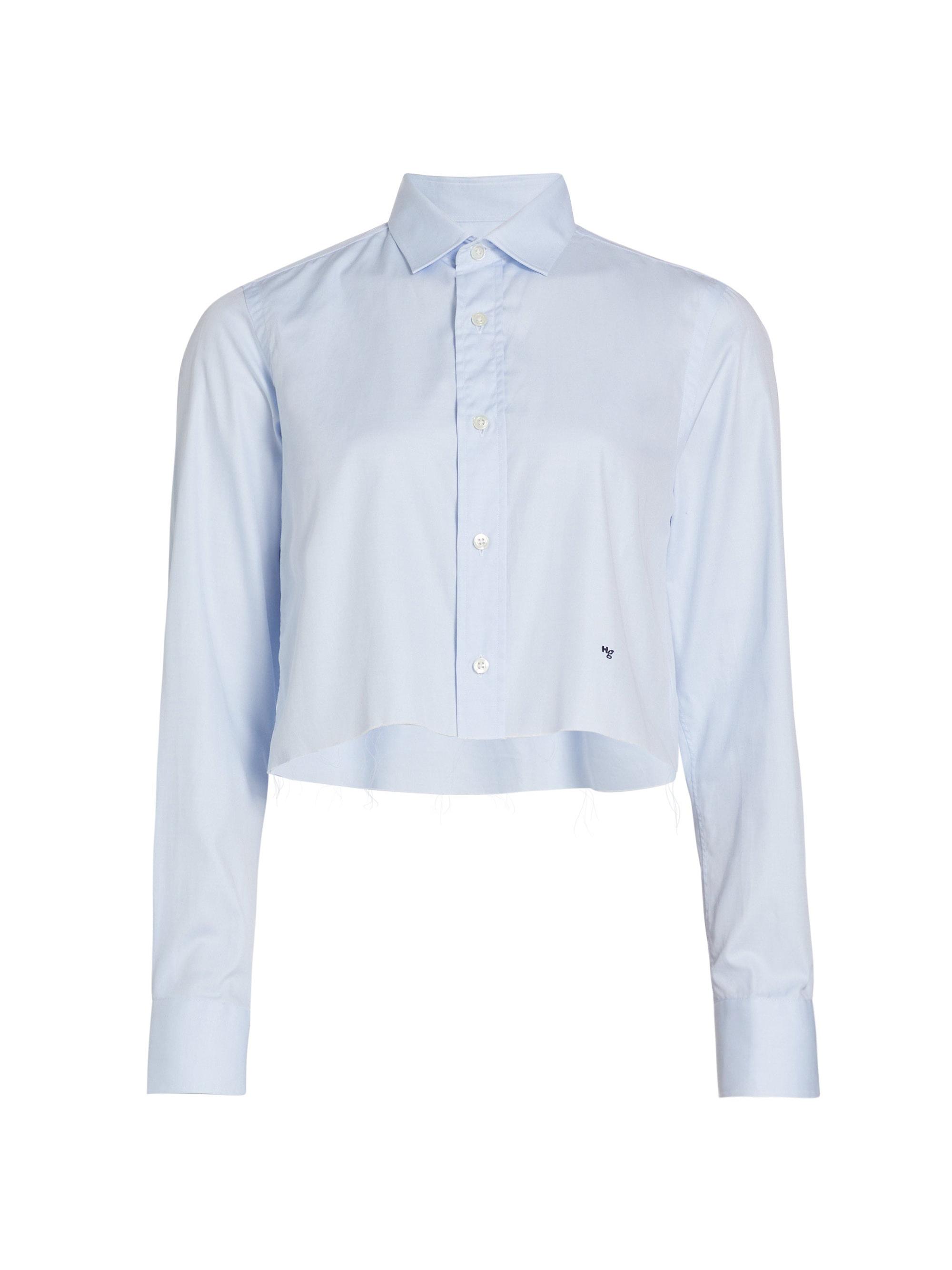 Hommegirls Women's Chambray Cropped Shirt - Blue