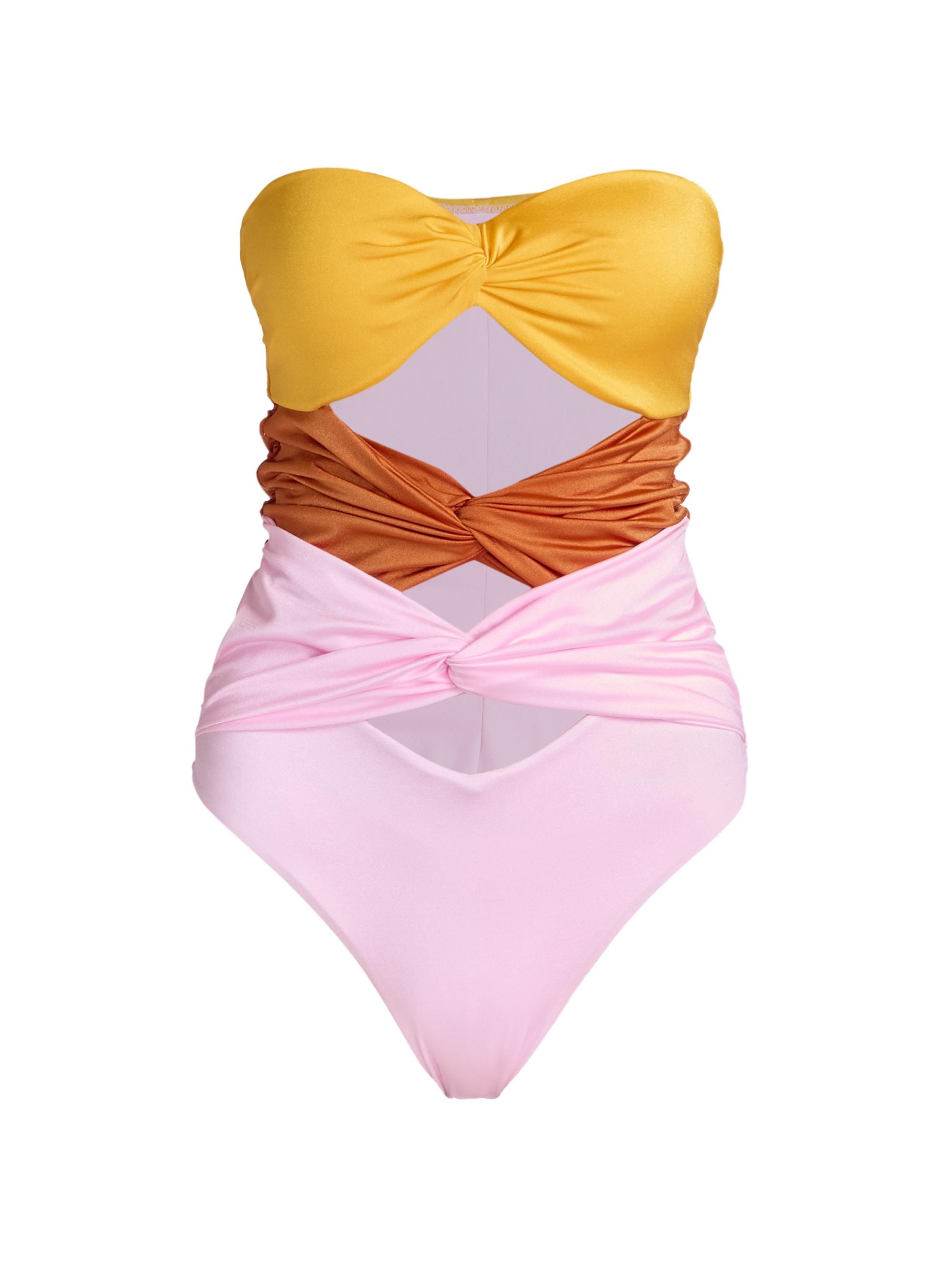 Giambattista Valli Women's Twisted Cut-Out Swimsuit - Yellow Pink