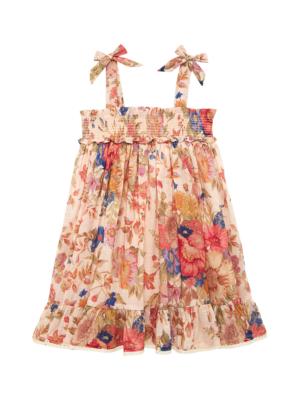 ZIMMERMANN Kids August floral-print crochet-trim minidress - Blue