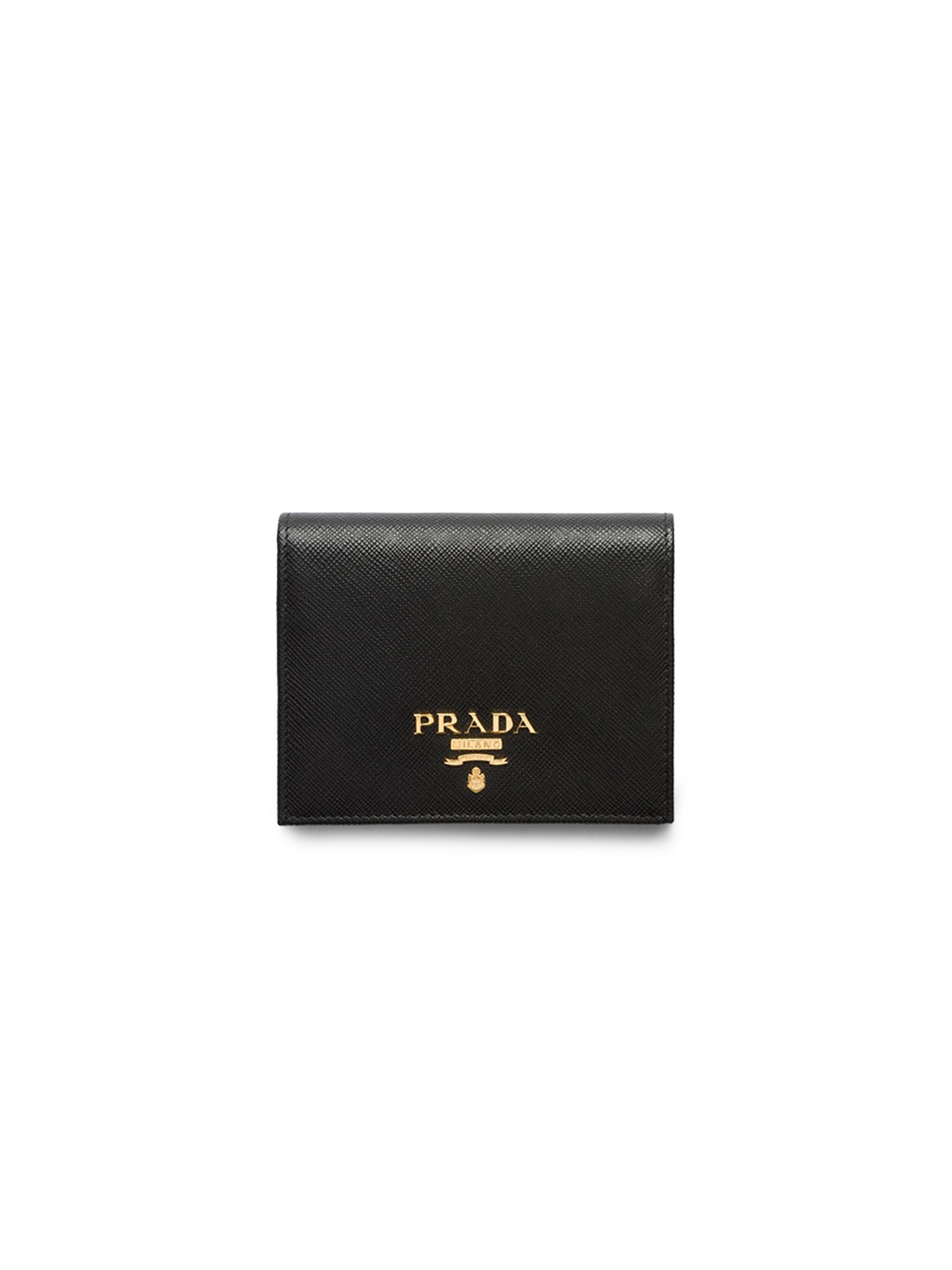 Prada Women's  Saffiano Leather Wallet - Black Beige