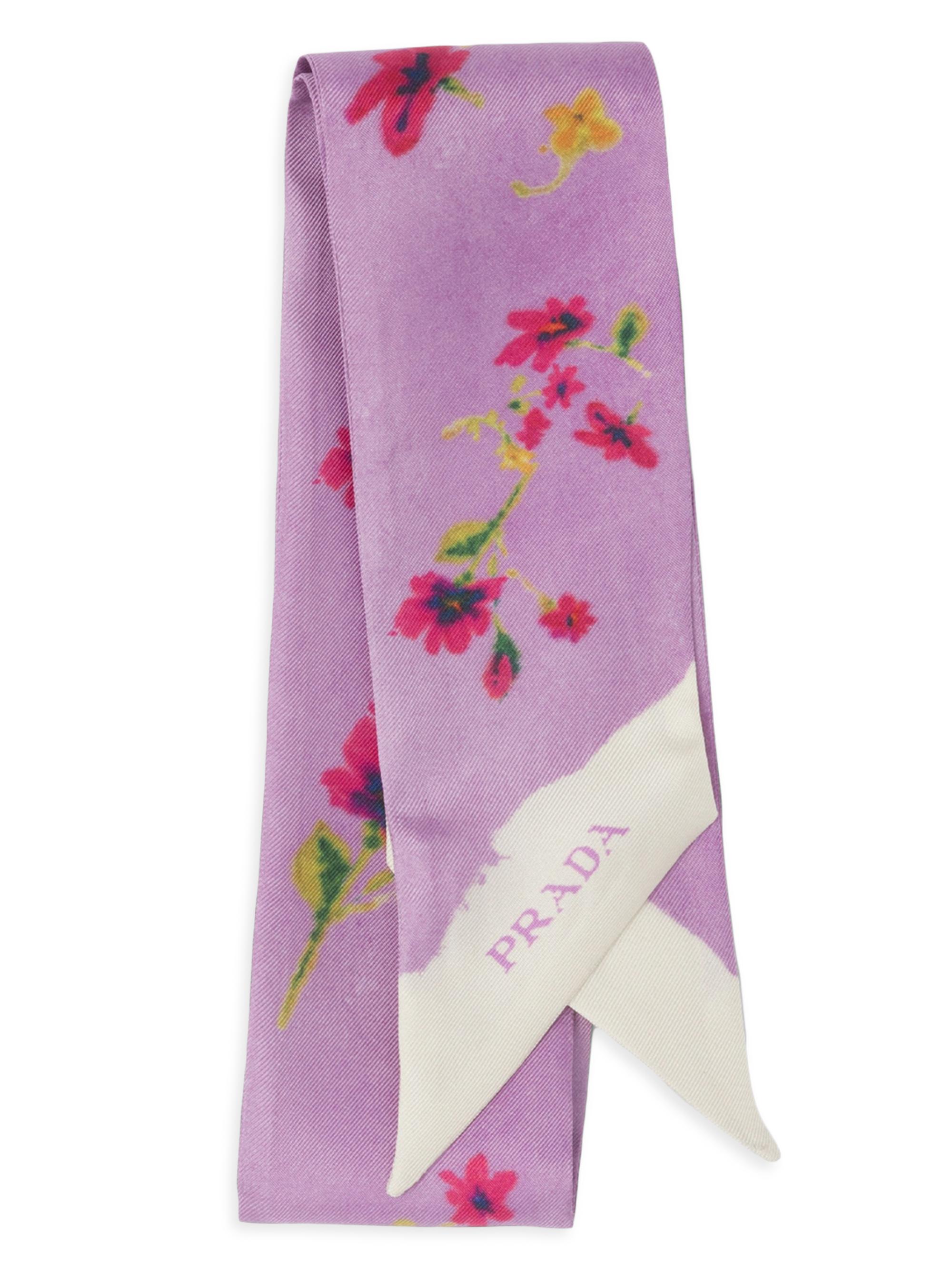 Prada Women's Printed Silk Twill Foulard Scarf - Purple