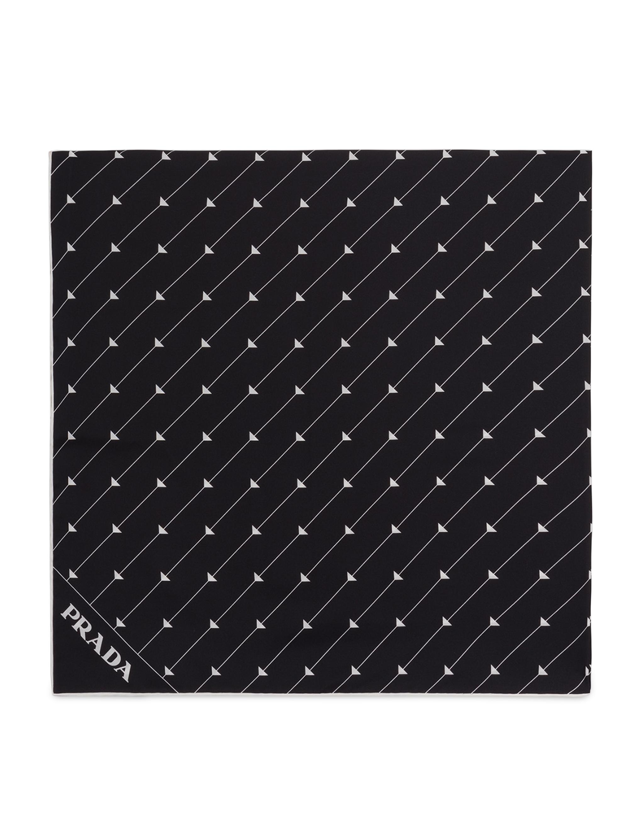 Prada Women's Printed Silk Twill Foulard 90CM Square Scarf - Black