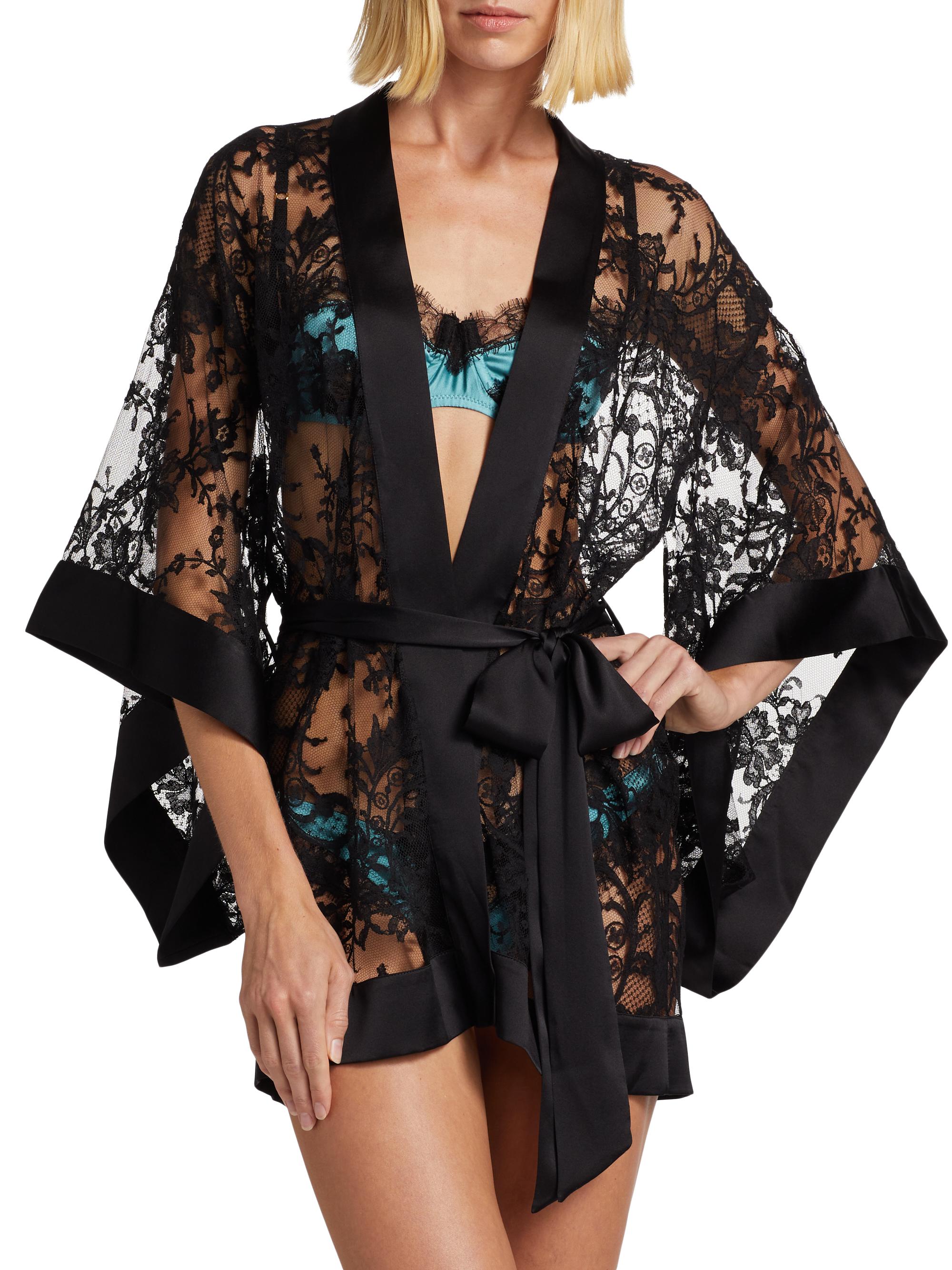 Kiki de Montparnasse Camille Floral Lace Robe | Saks Fifth Avenue