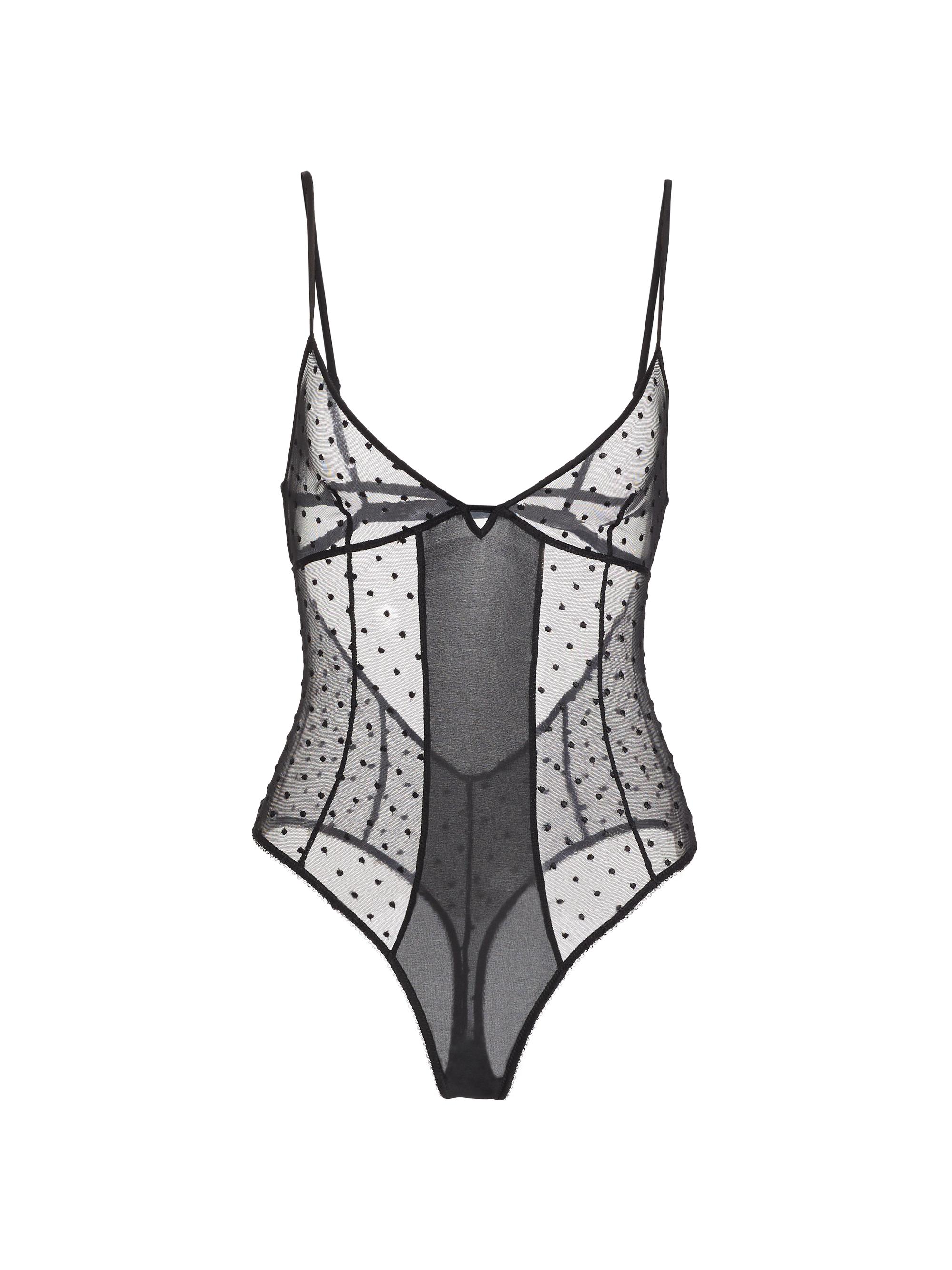 Kiki de Montparnasse Women's Merci Dotted Tulle Bodysuit - Black
