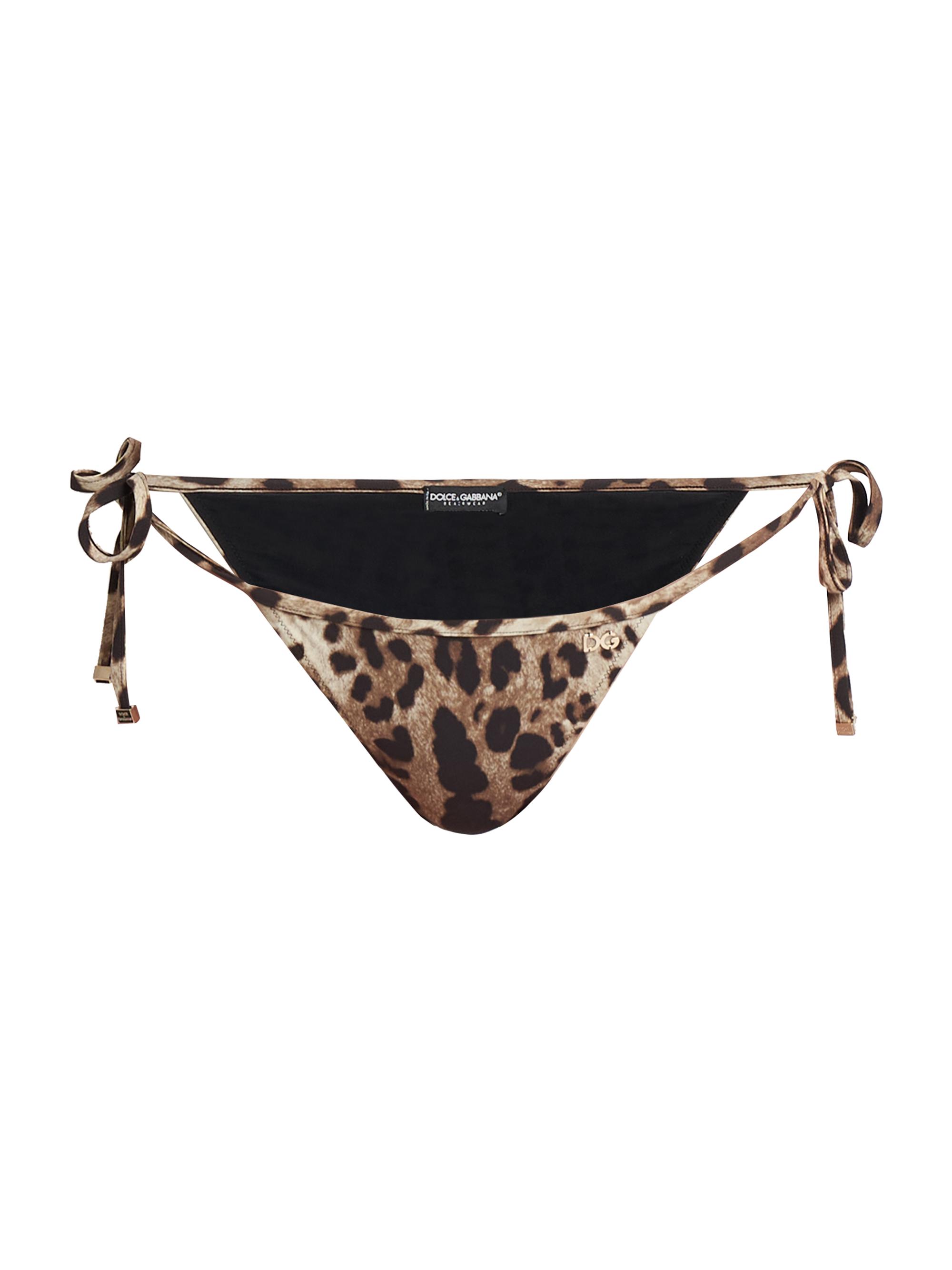 Dolce & Gabbana Women's Leopard Side-Tie Bikini Bottom - Leo New