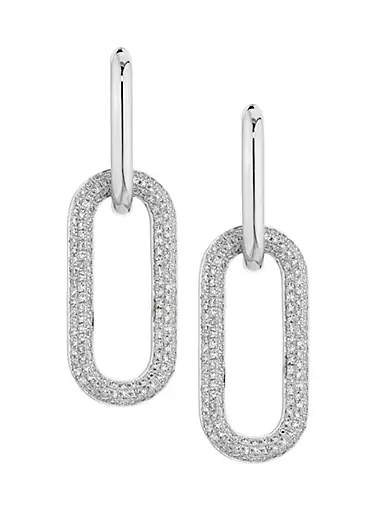 Paper Clip 14K White Gold & 0.71 TCW Diamond Drop Earrings