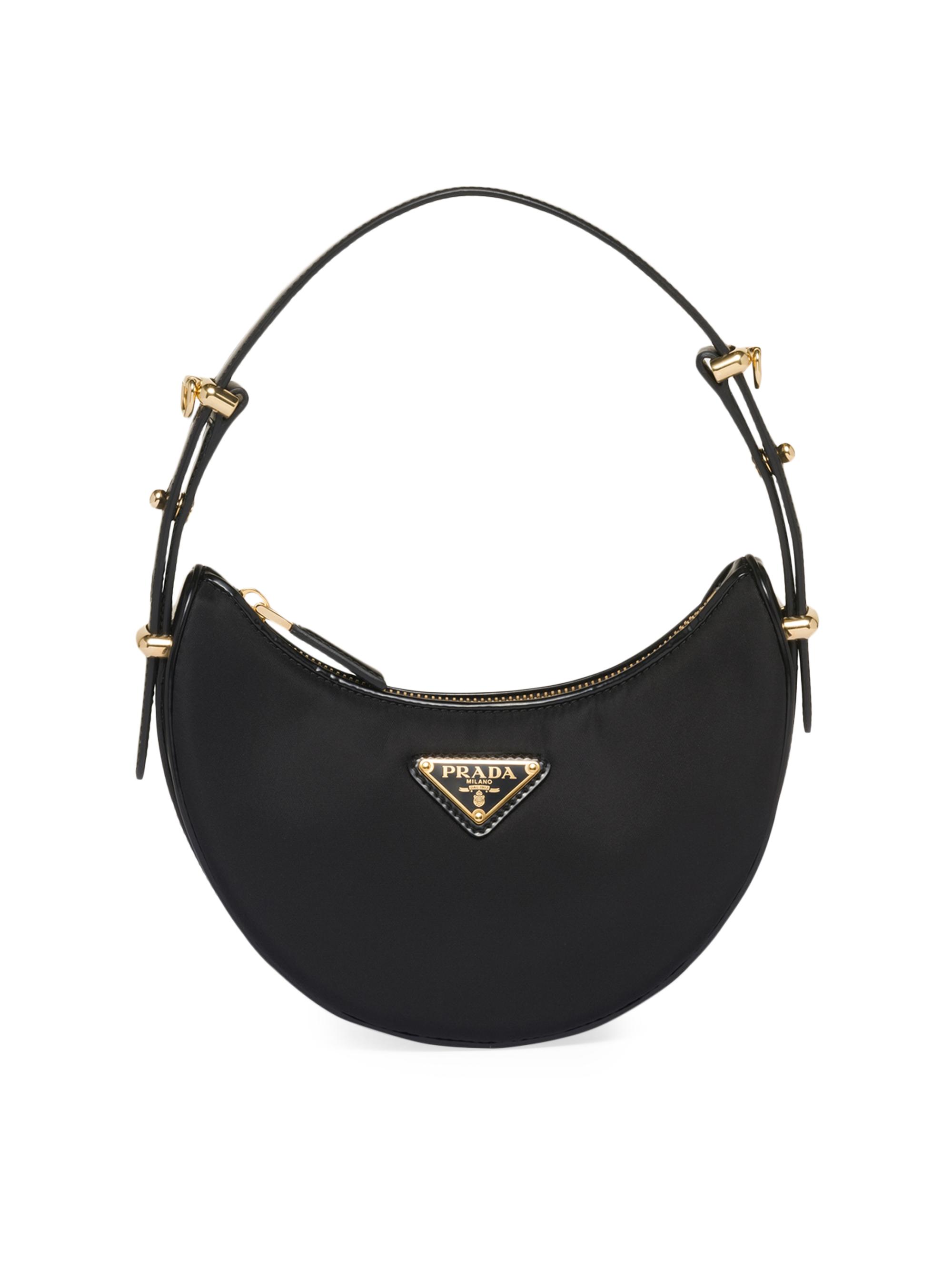 Prada Women's  Arqué Re-Nylon and Brushed Leather Mini Shoulder Bag - Black