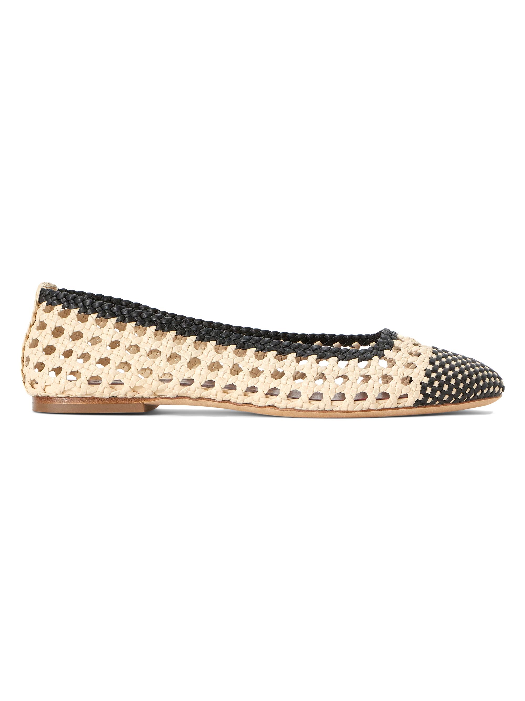 Staud Women's Nell Crochet Leather Ballerina Flats - Cream Black