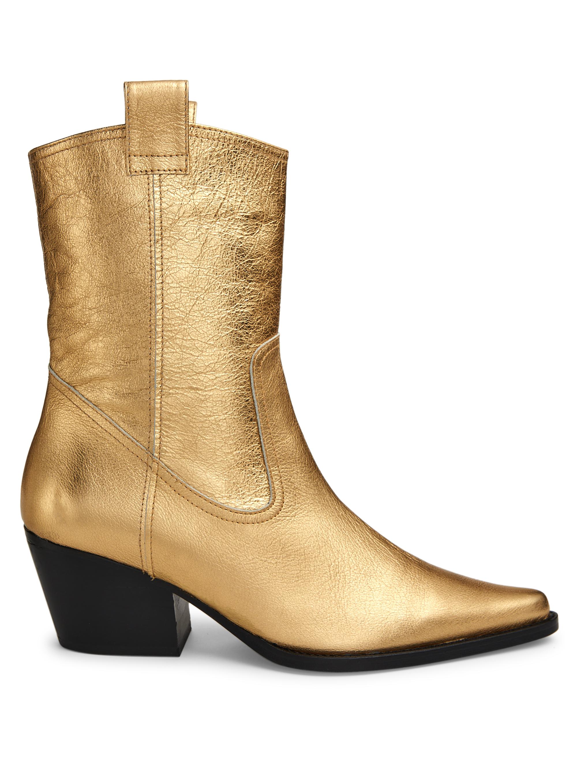 Staud Women's June Leather Boots - Gold