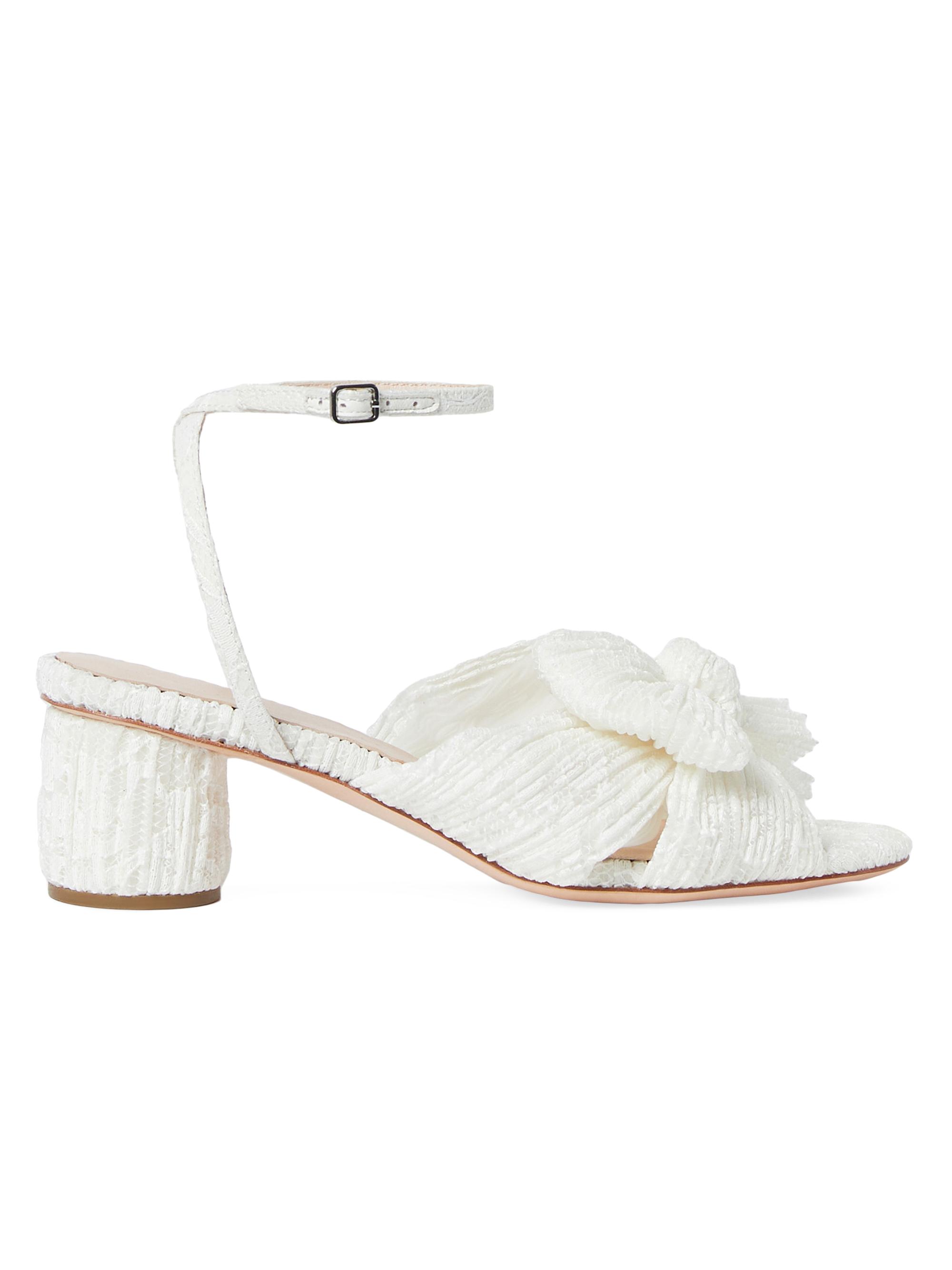 Loeffler Randall Women's Dahlia 0MM Lace Bow Sandals - White Cream