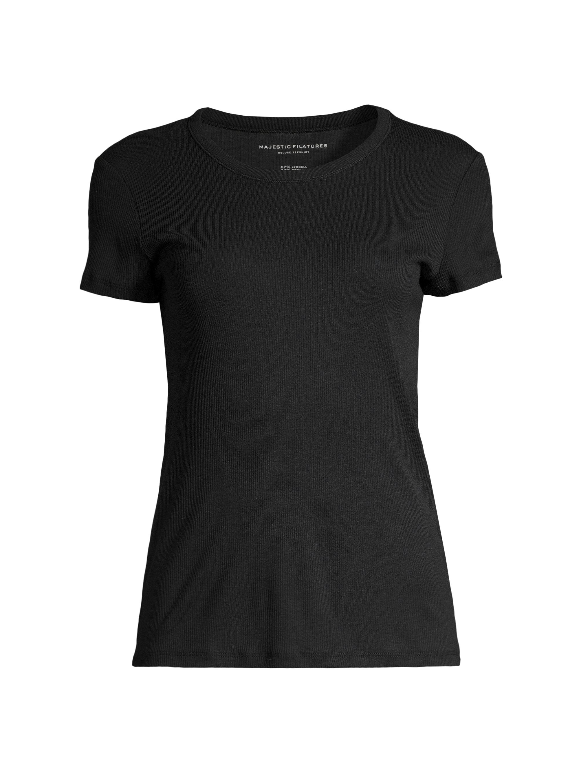 Majestic Filatures Women's Cotton-Blend Crewneck Short-Sleeve T-Shirt - Noir