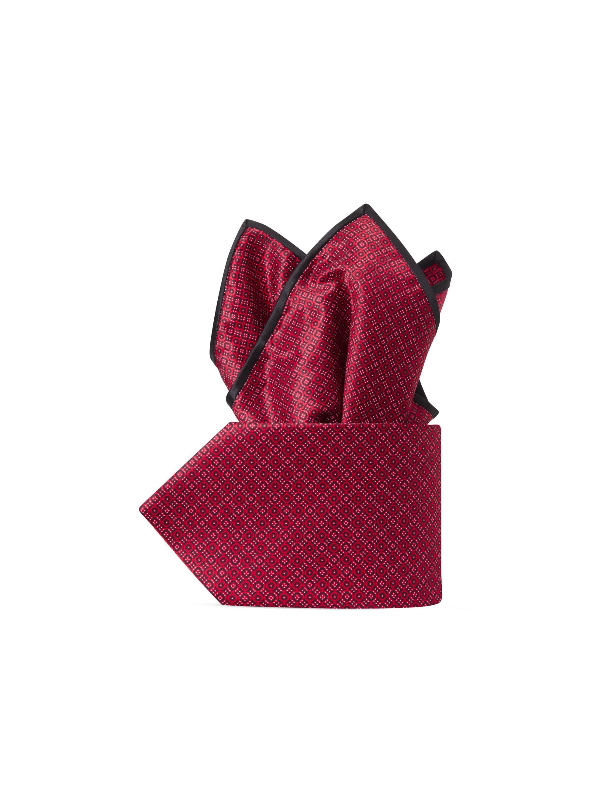 Stefano Ricci Men's Luxury Hand Printed Silk Tie Set - Dark Red
