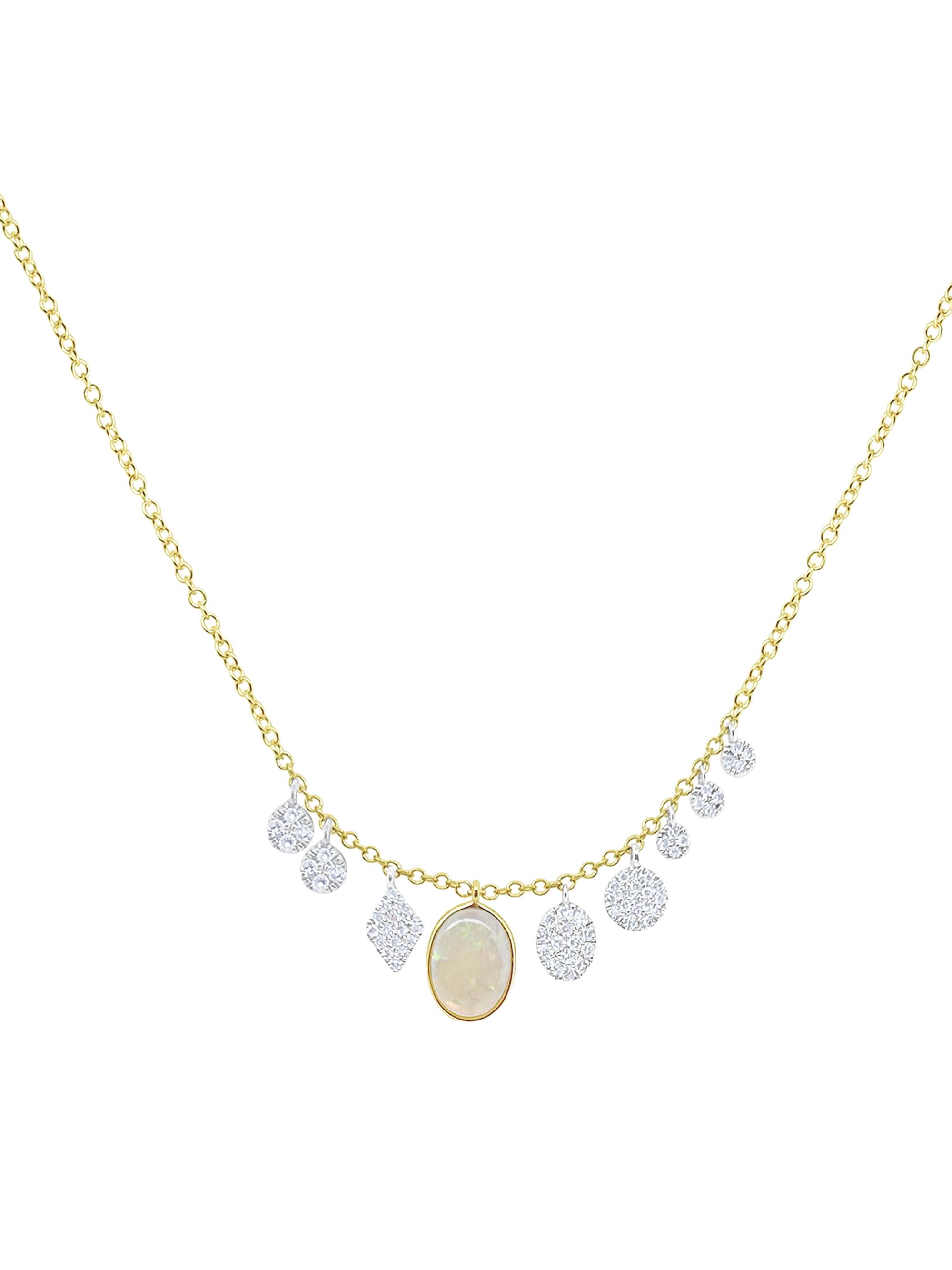Meira T Women's 14K Yellow Gold, Opal & 0.19 TCW Diamond Charm Necklace - Gold