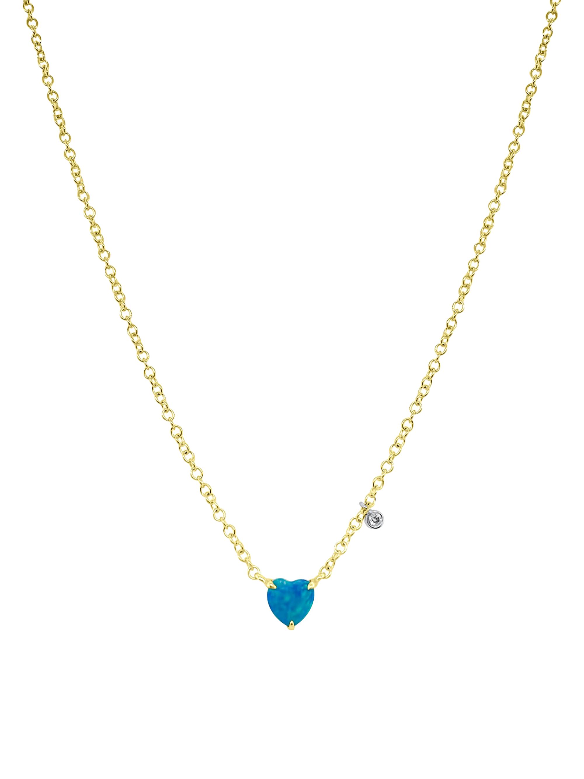 Meira T Women's Two-Tone 14K Gold, Opal & 0.01 TCW Heart Necklace - Gold