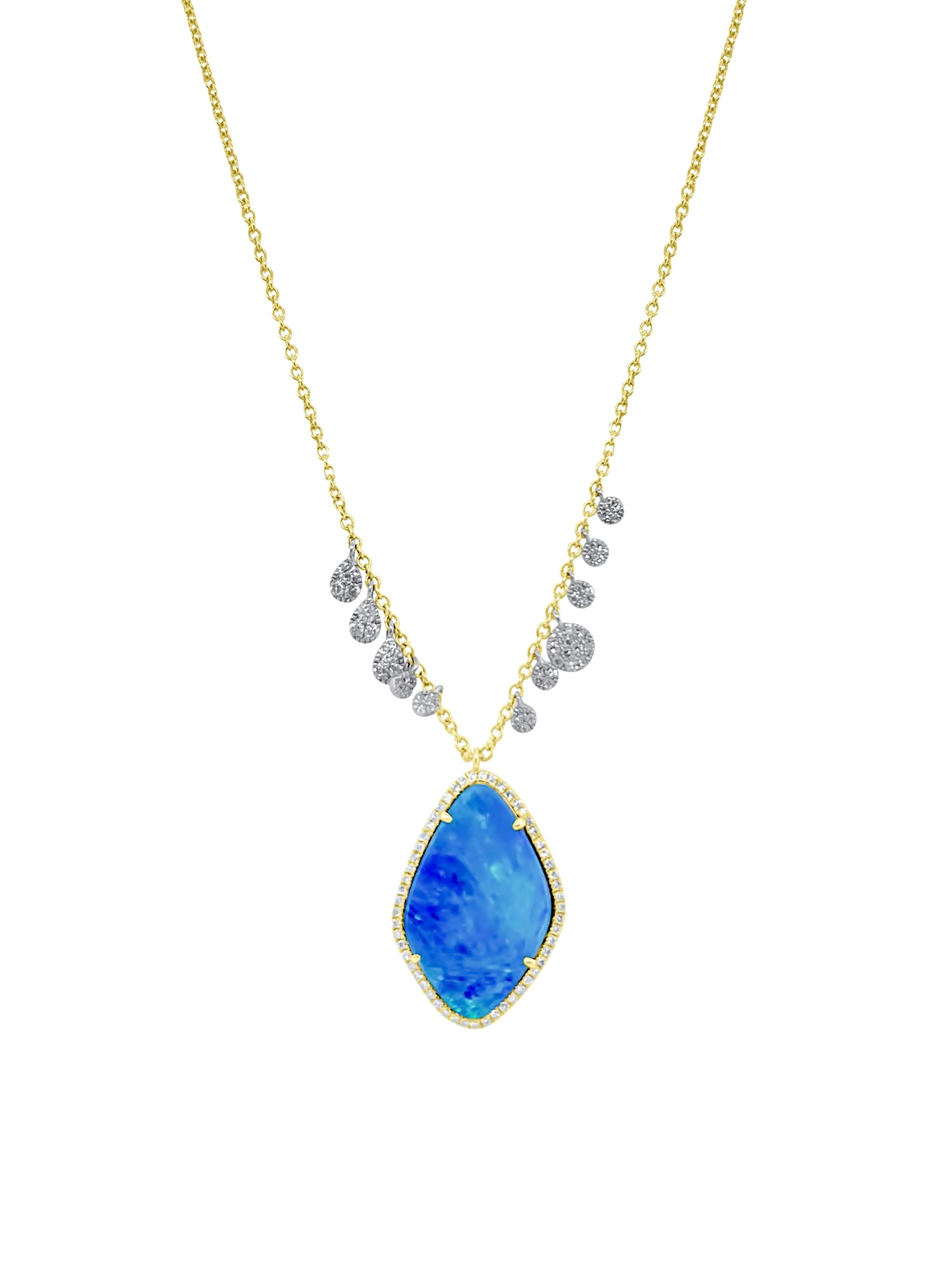 Meira T Women's Two-Tone 14K Gold, 0.33 TCW Diamond & Opal Necklace - Gold