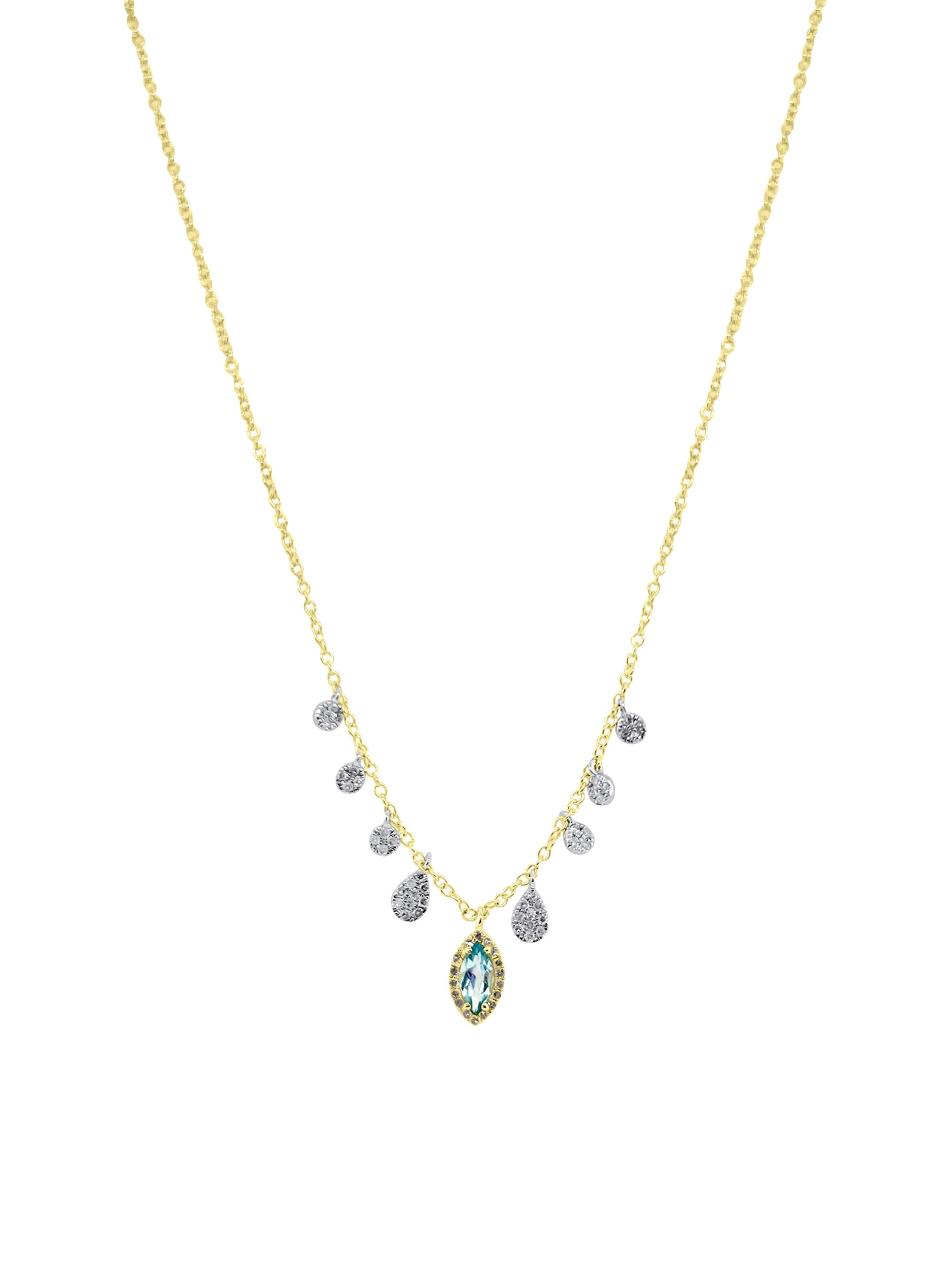 Meira T Women's Two-Tone 14K Gold, Blue Topaz & 0.16 TCW Diamond Pendant Necklace - Gold