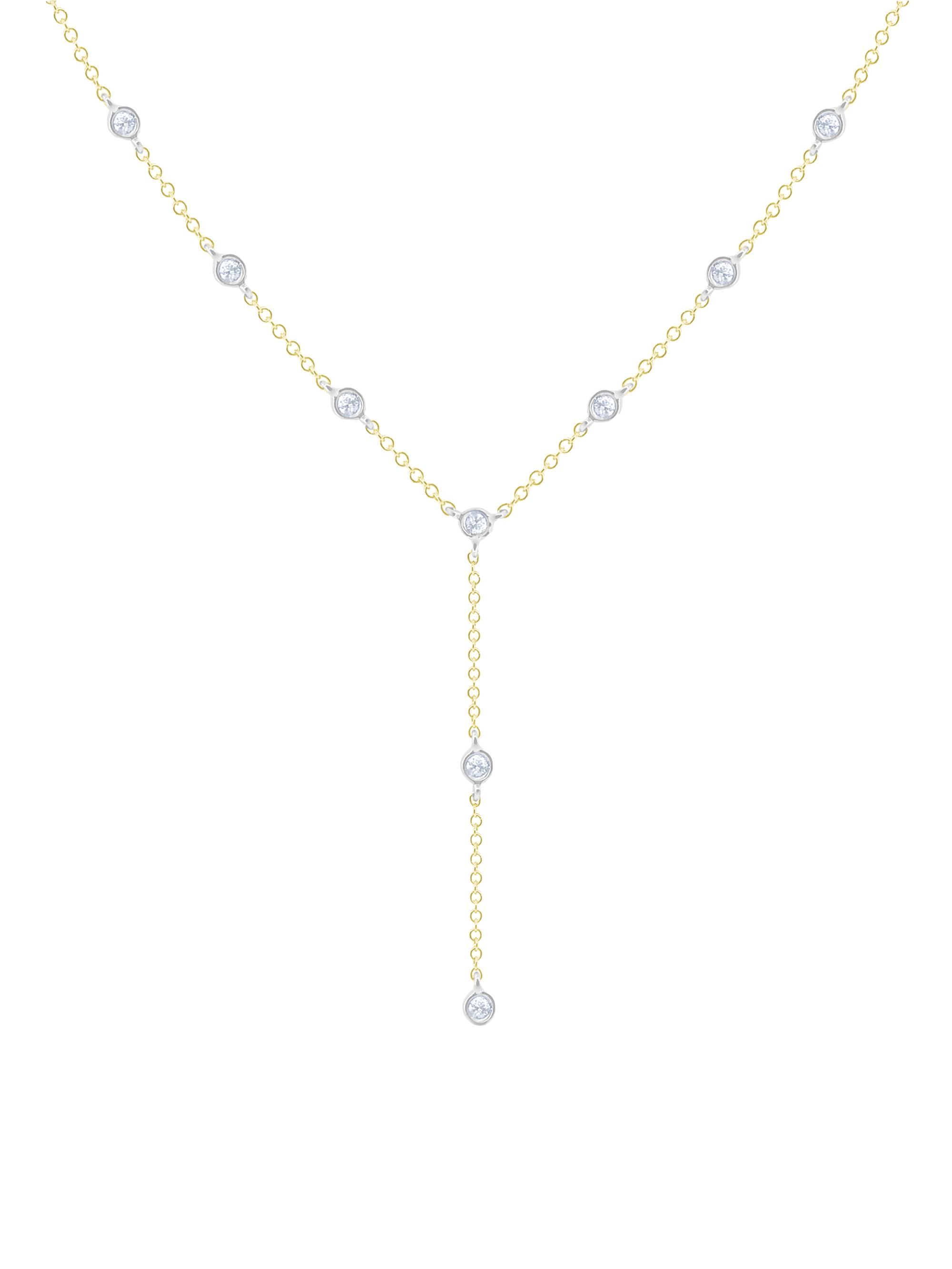 Meira T Women's Two-Tone 14K Gold & 0.17 TCW Diamond Lariat Necklace - Gold
