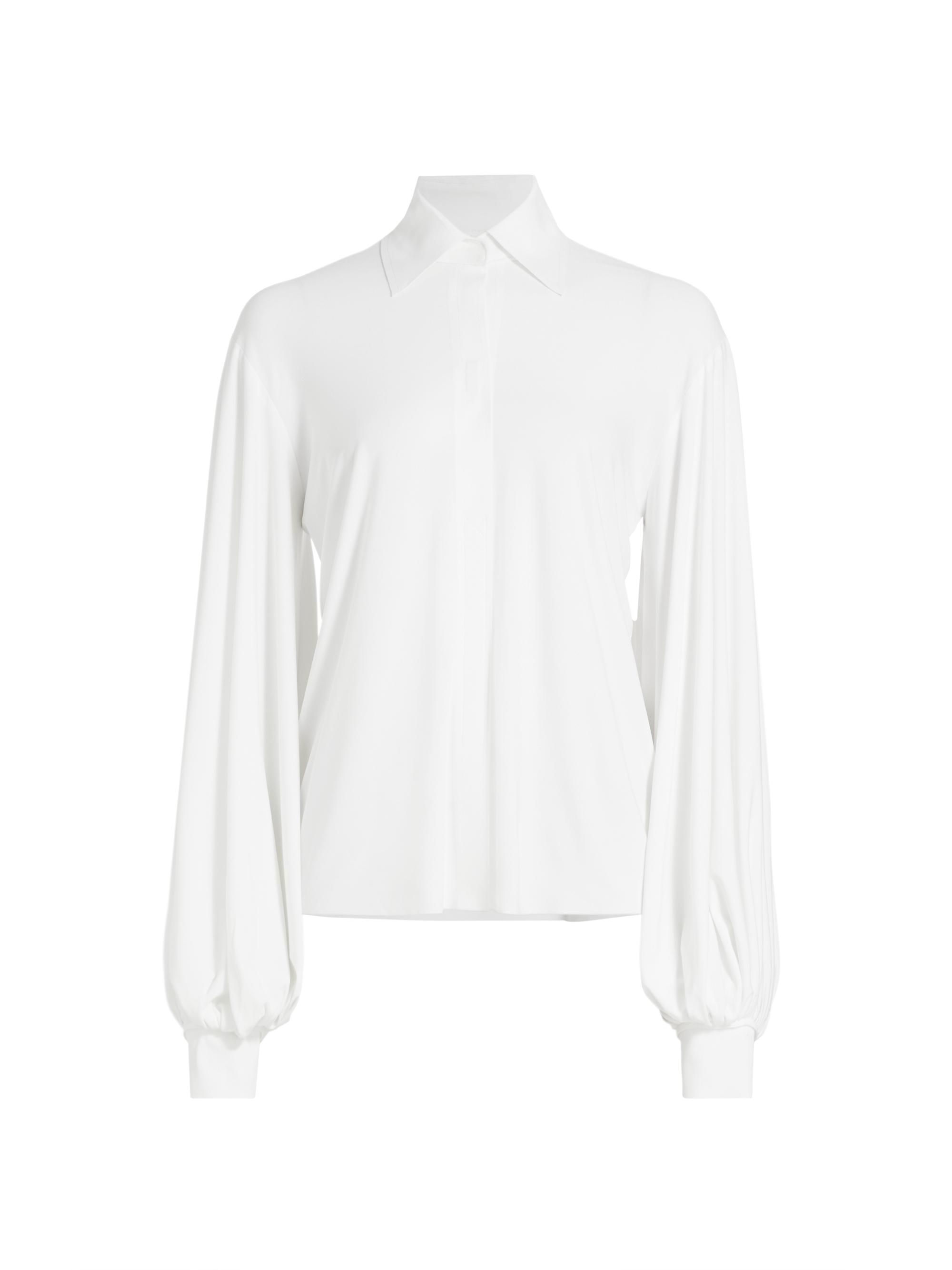 Norma Kamali Women's Blouson-Sleeve Four-Way Stretch Shirt - Snow White