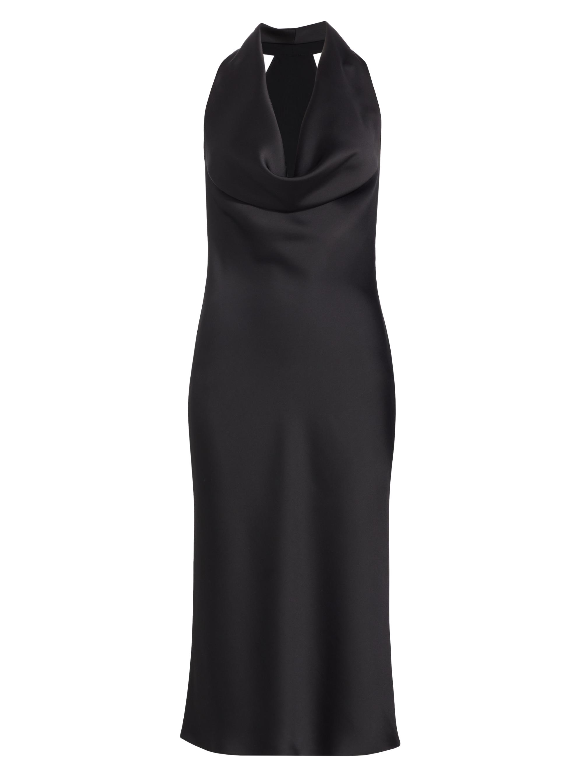 Norma Kamali Women's Satin Cowlneck Midi-Dress - Black
