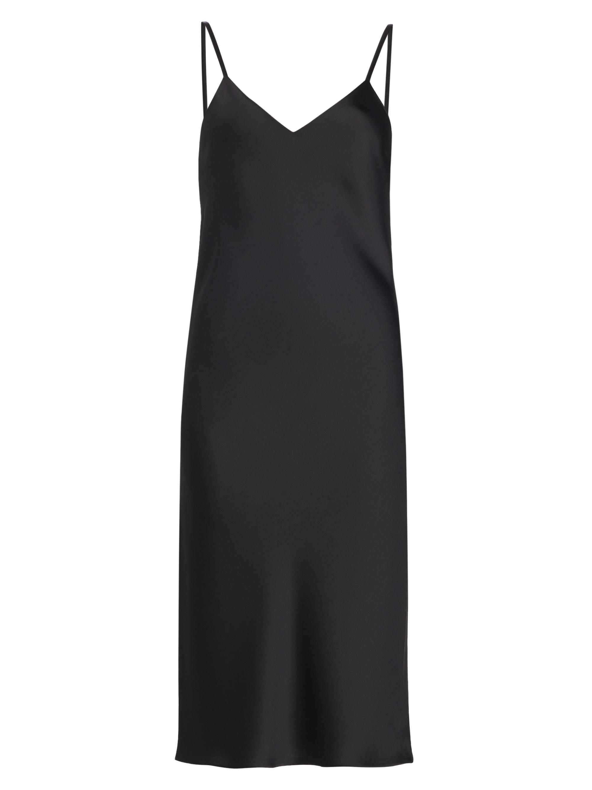 Norma Kamali Women's Satin Bias-Cut Slip Midi-Dress - Black