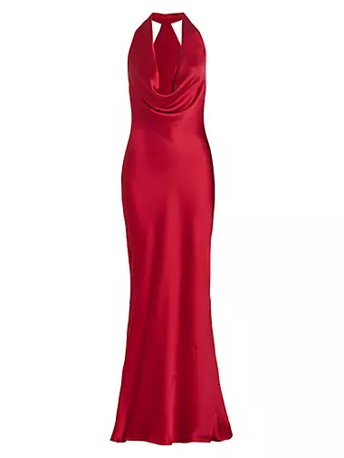 Cowl-Neck Satin Gown