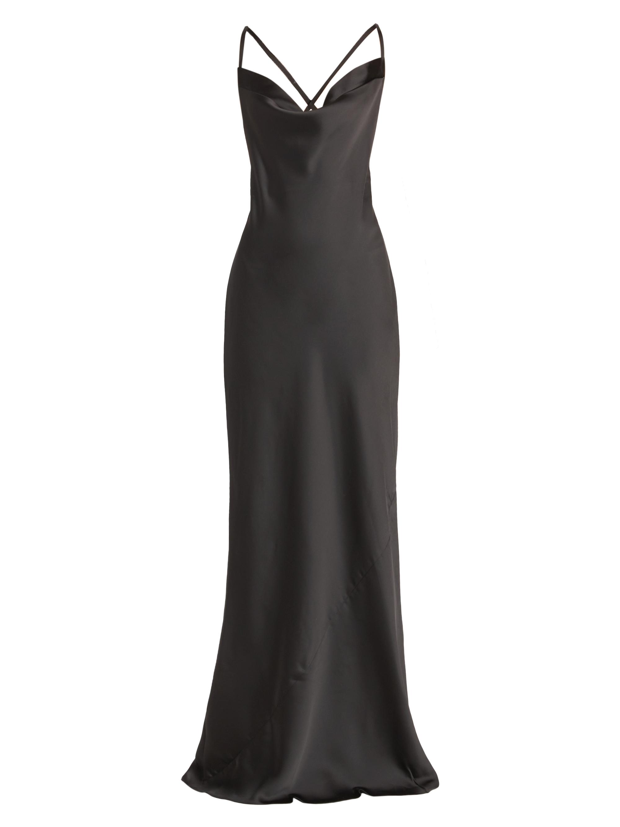 Norma Kamali Women's Draped Crepe-Back Satin Bias Gown - Black